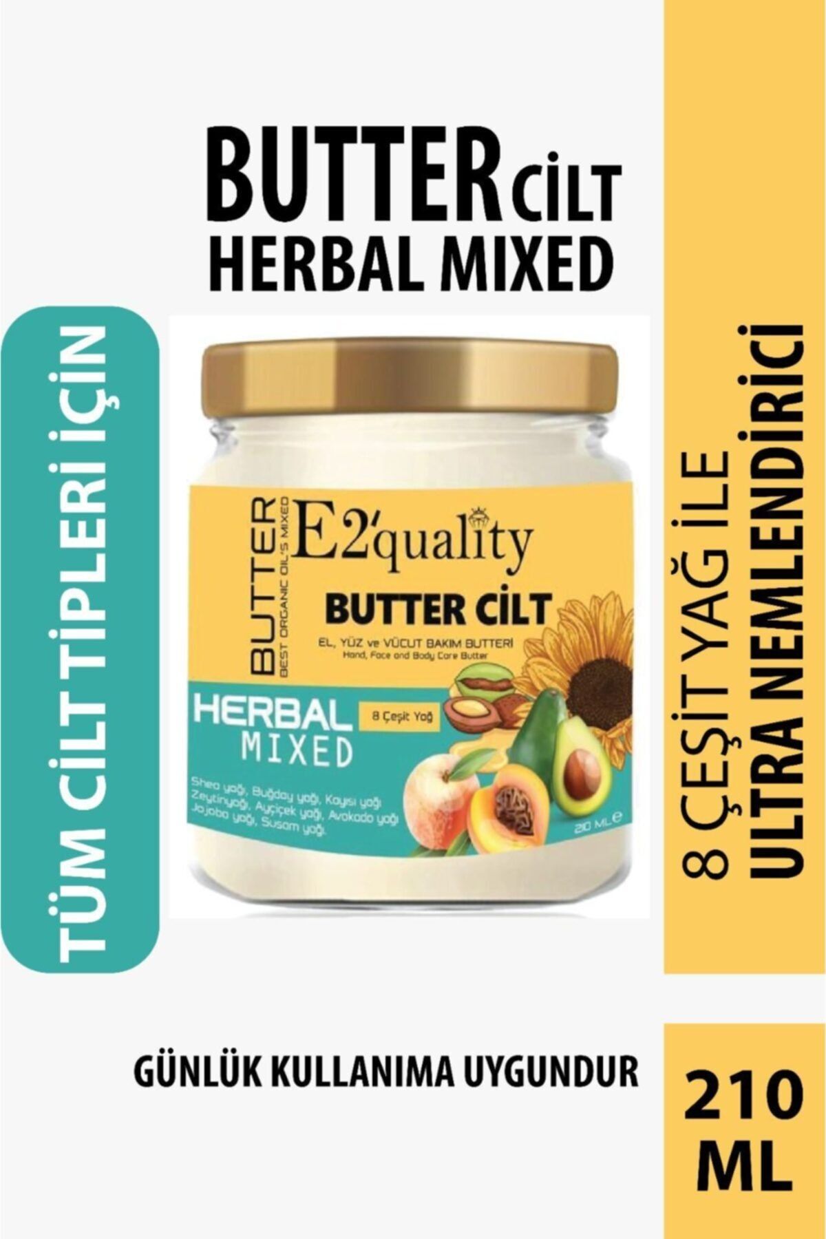 E2'quality Butter Kuru Ve Çok Kuru Ciltler Için Ultra Nemlendirici Bakım Yağı 210 Ml