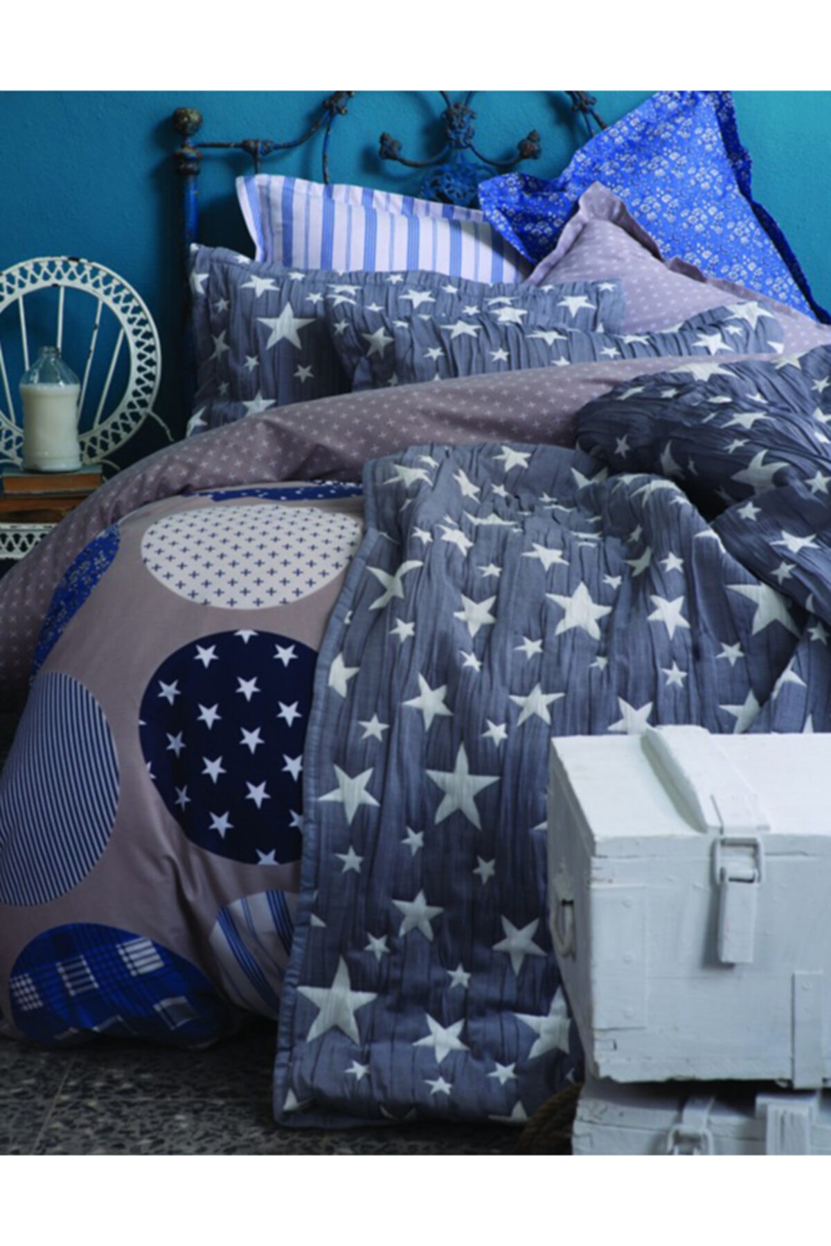 Karaca Home Gatsby Indigo Mavi Ranforce Tek Kişilik Yatak Örtüsü