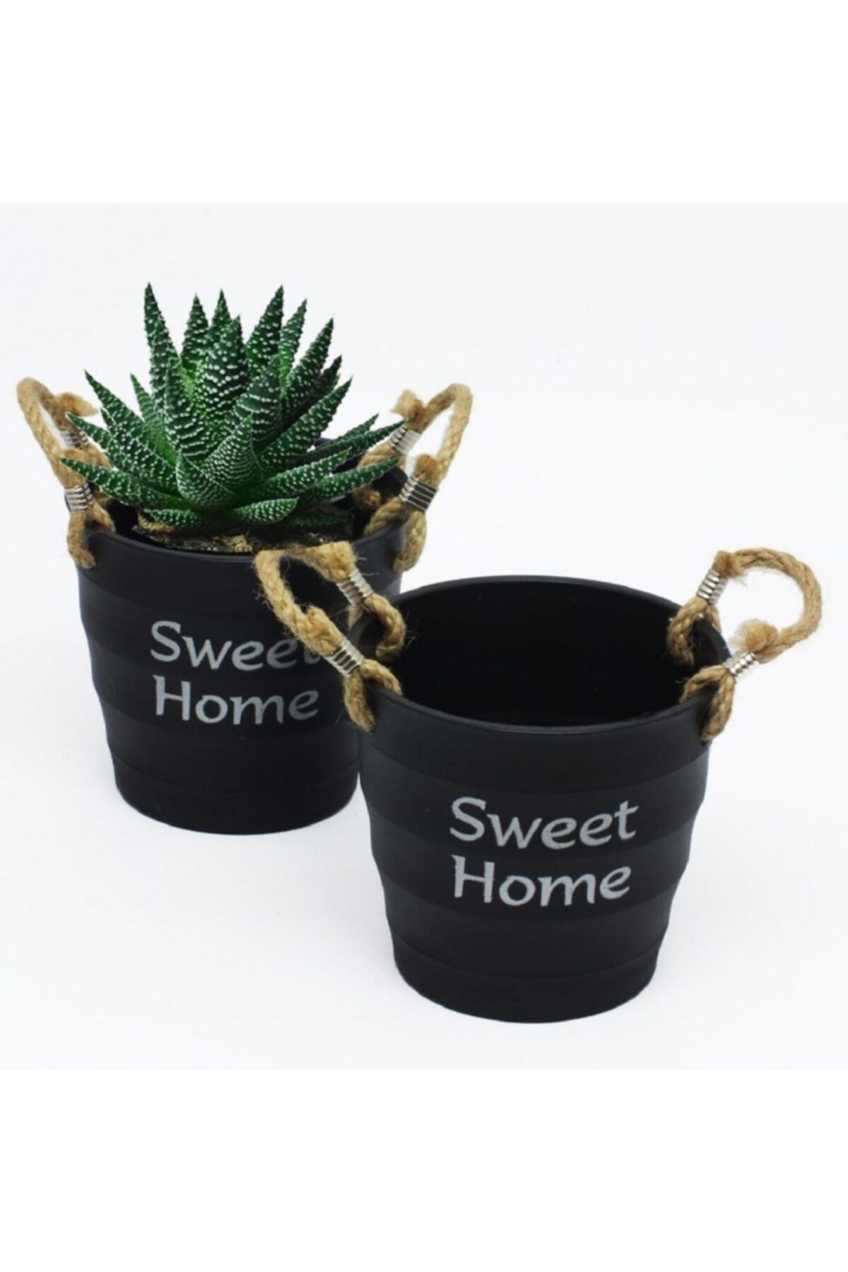 HİLALSHOP Hasır Kulplu Mini Saksı Çok Amaçlı Sepet 2 Adet