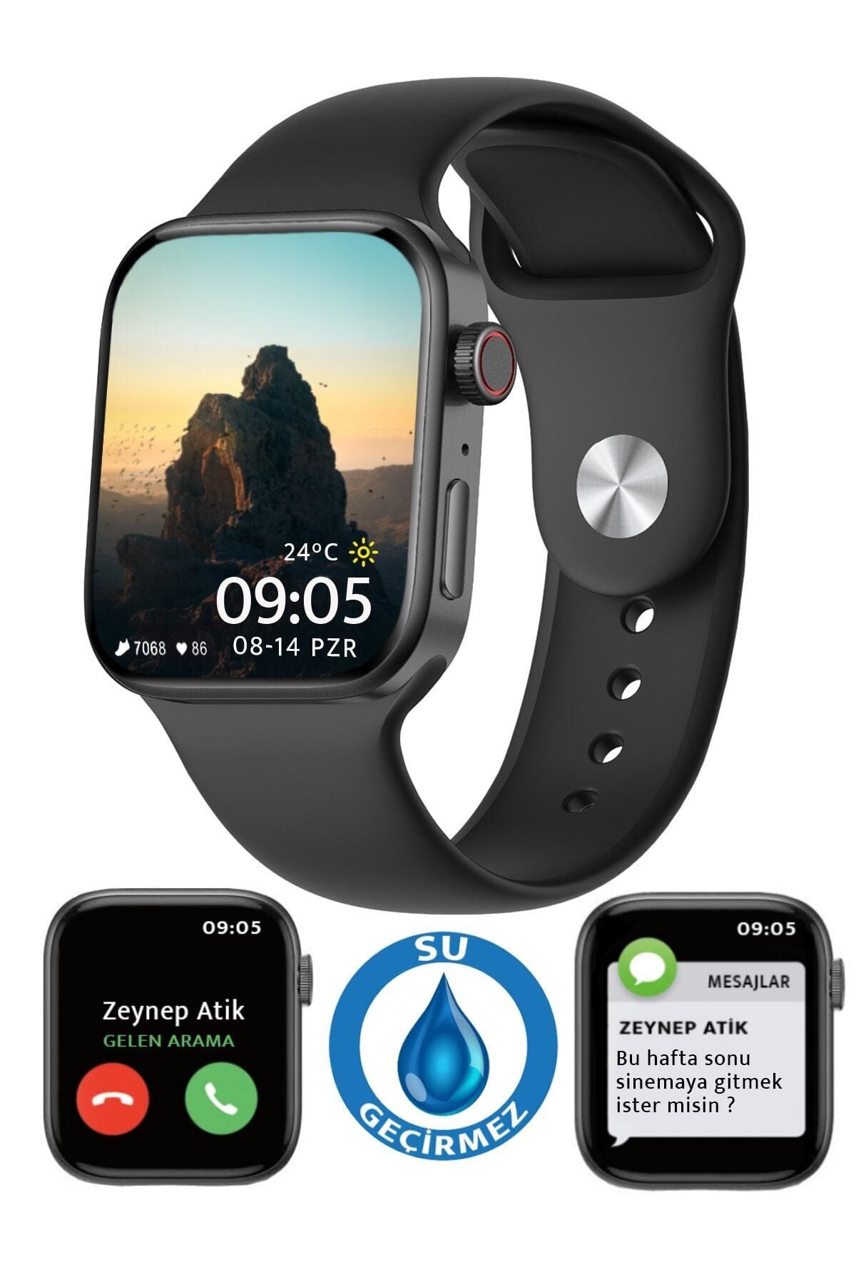 SMARTBLUE Watch 7 Akıllı Saat Kablosuz Şarj 2 Tuş Aktif Ios Ve Android Tüm Telefonlara Uyumlu.