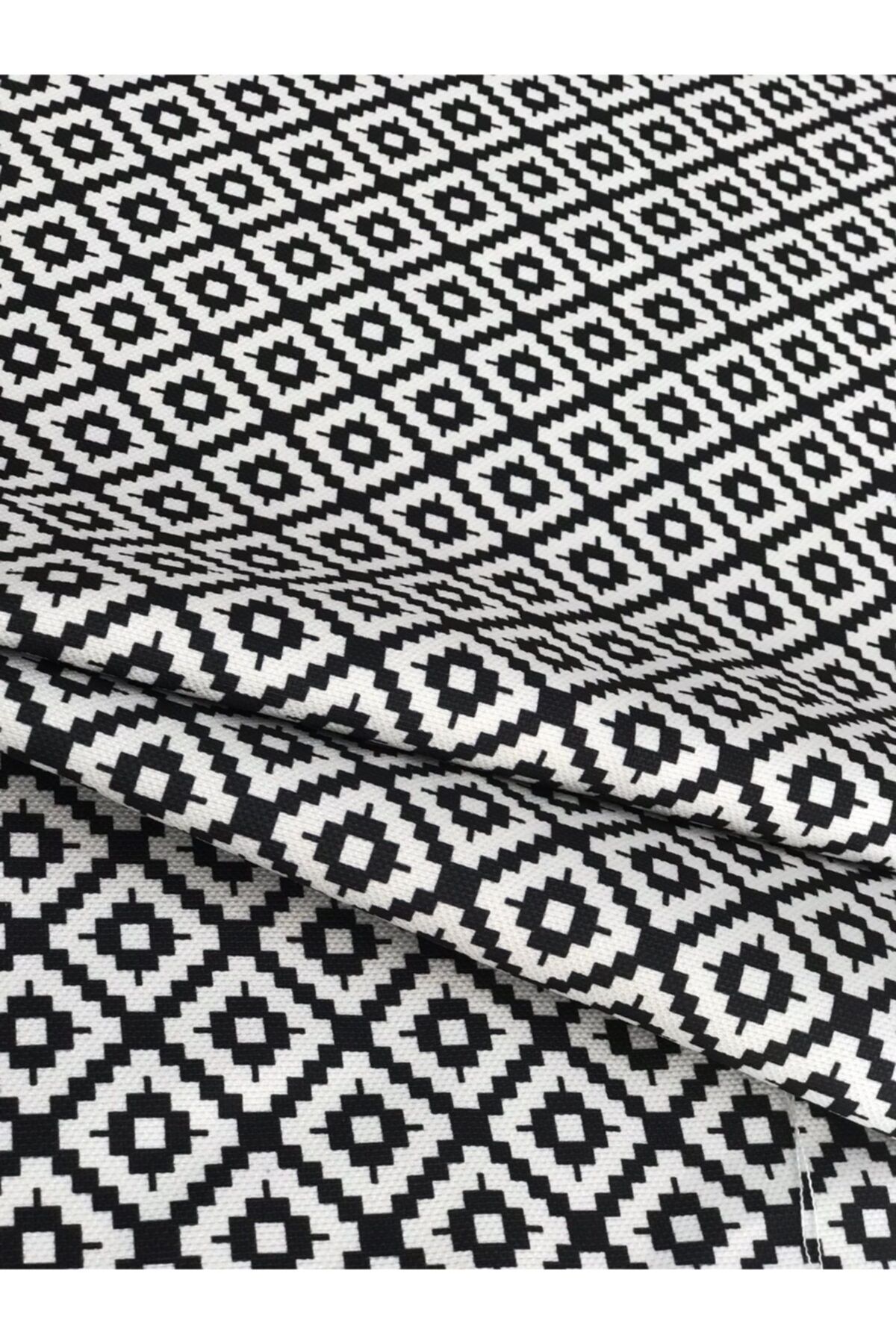 miyaçantakumaş Geometrik Desen Siyah Beyaz Dijital Baskılı Kumaş