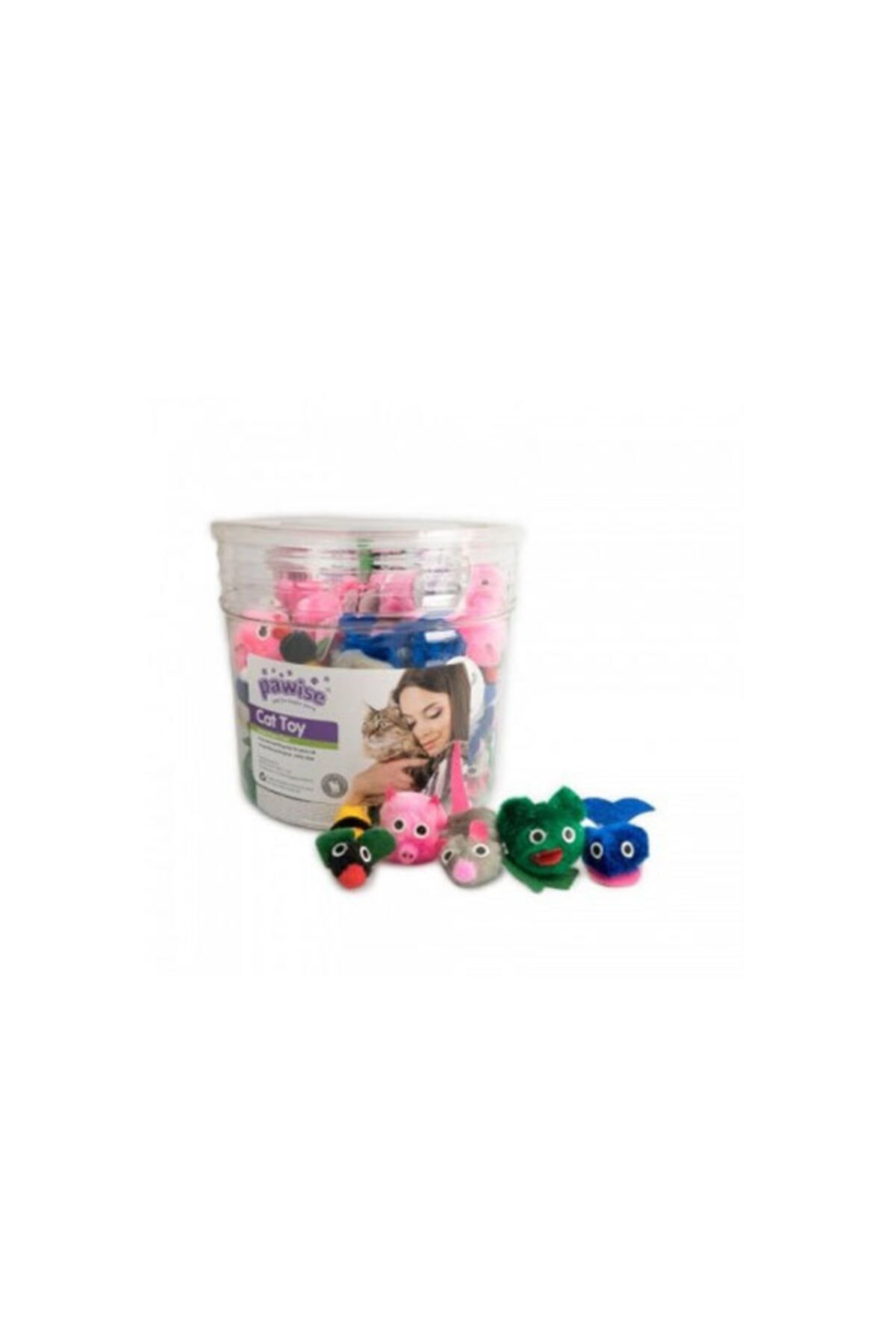 HİLALSHOP Pawise Kedi Oyuncağı Karışık Hayvan 72 Adet Kutulu