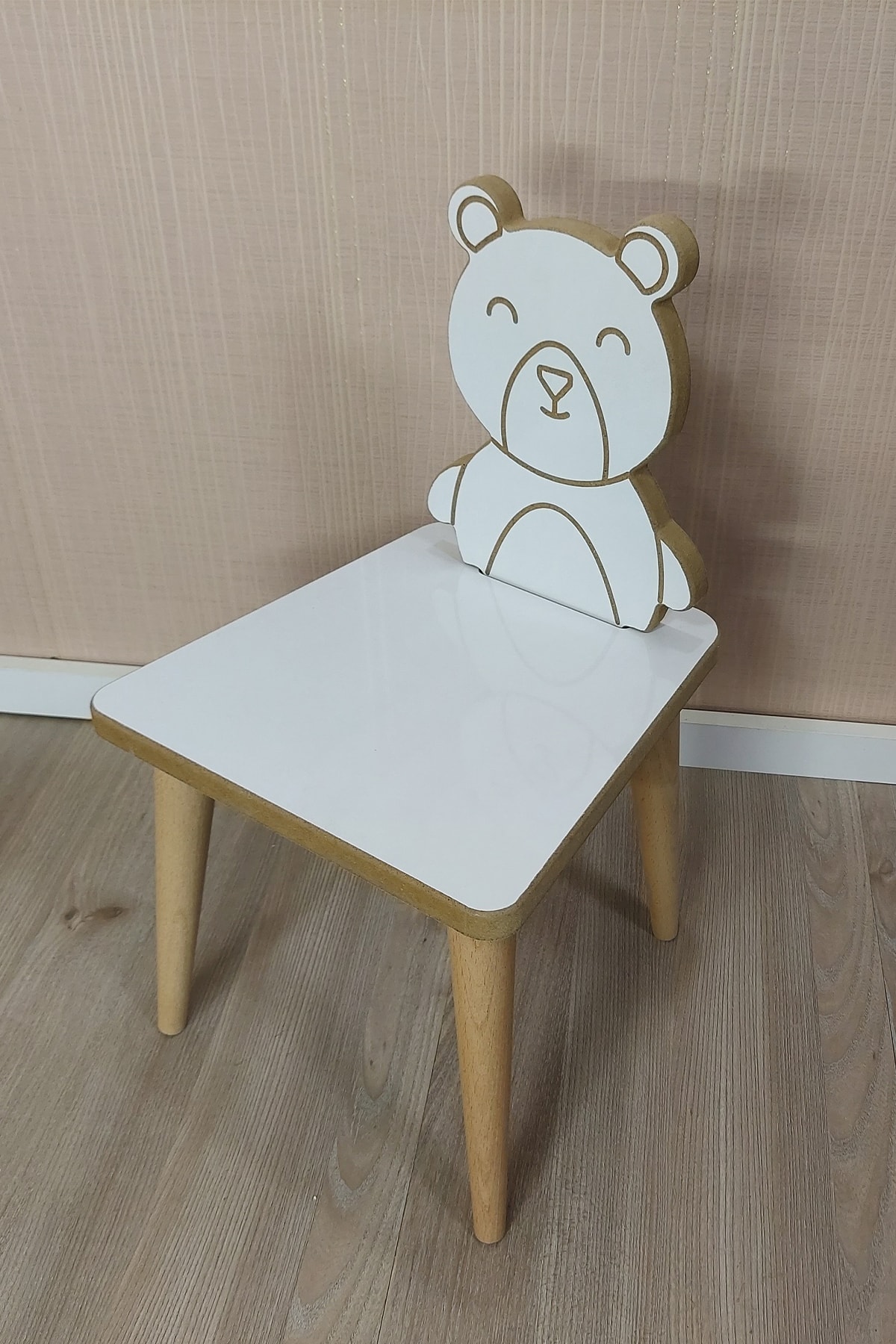 gerekbu Yaz Sil Yüzey - Ayıcık Hayvan Temalı Montessori Çocuk Sandalyesi Tek Sandalye
