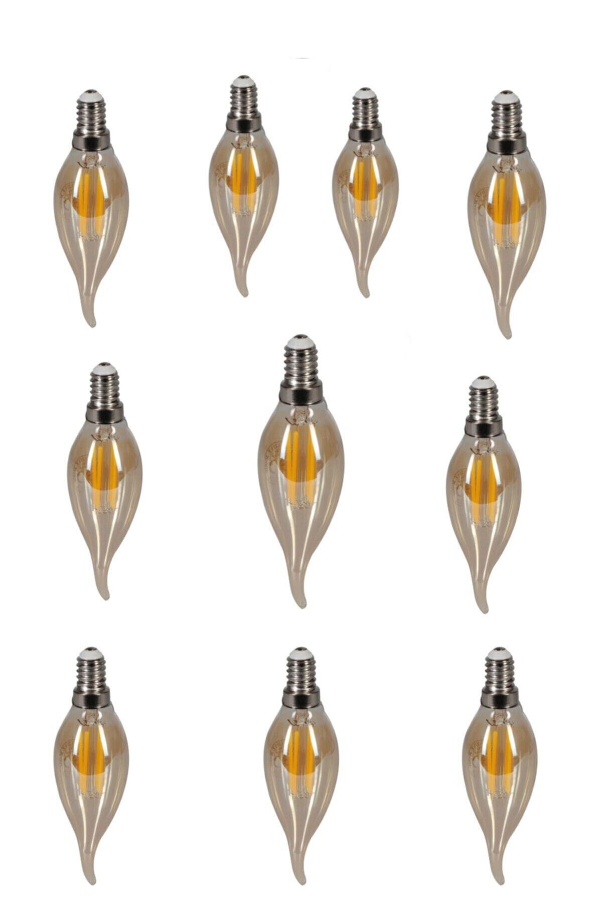 YCL 4w Rustik Led Flamanlı Kıvrımlı 10 Lu Mum Ampul E14 Duy Led Ampul Gün Işığı Led Ampul 10 Lu