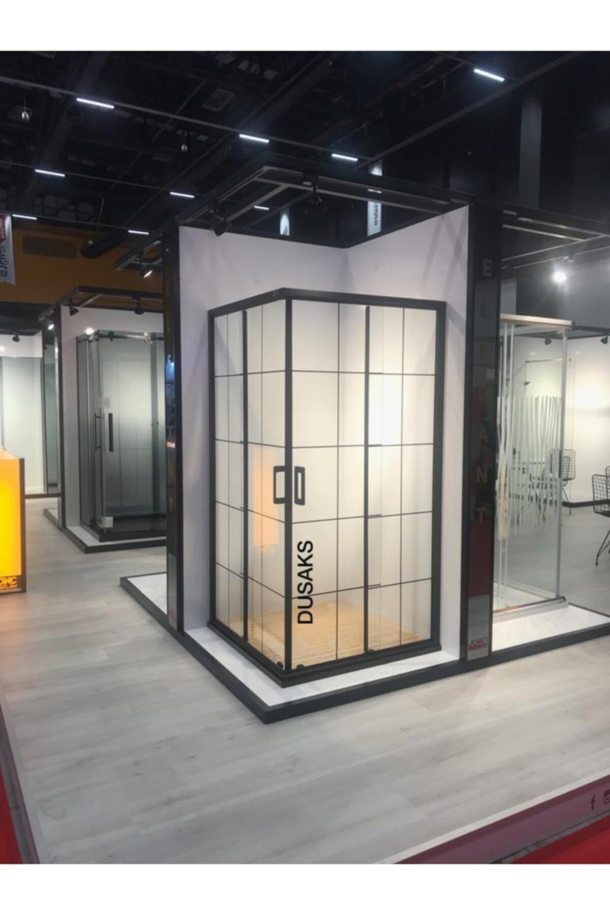 DUSAKS Siyah Çizgili Şeffaf Cam Duşakabin H190 120 X 140