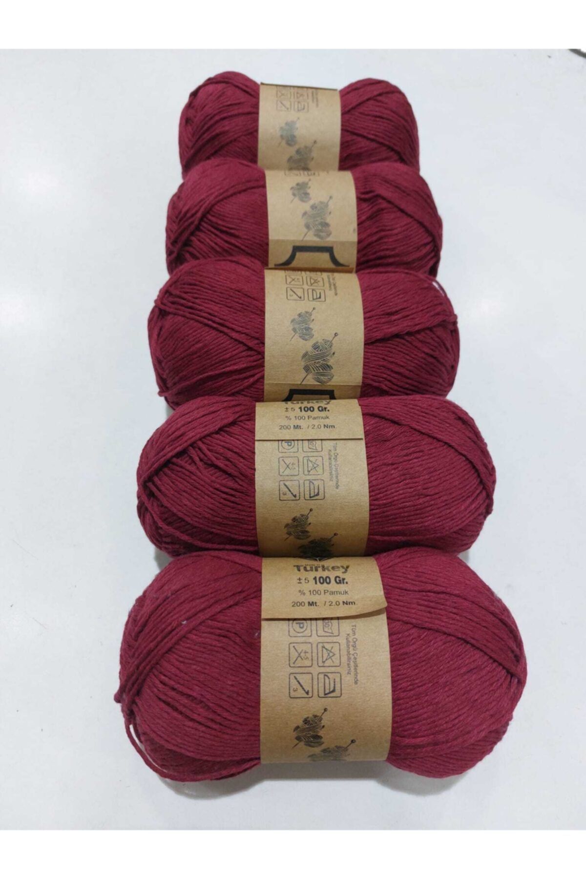 Başak Yün İplik [1adet ]100 Gr 200 Mt Tüylenmez Cotton Iplik. Koyu Kırmızı Amigurumi Panç Bebek Ürünleri