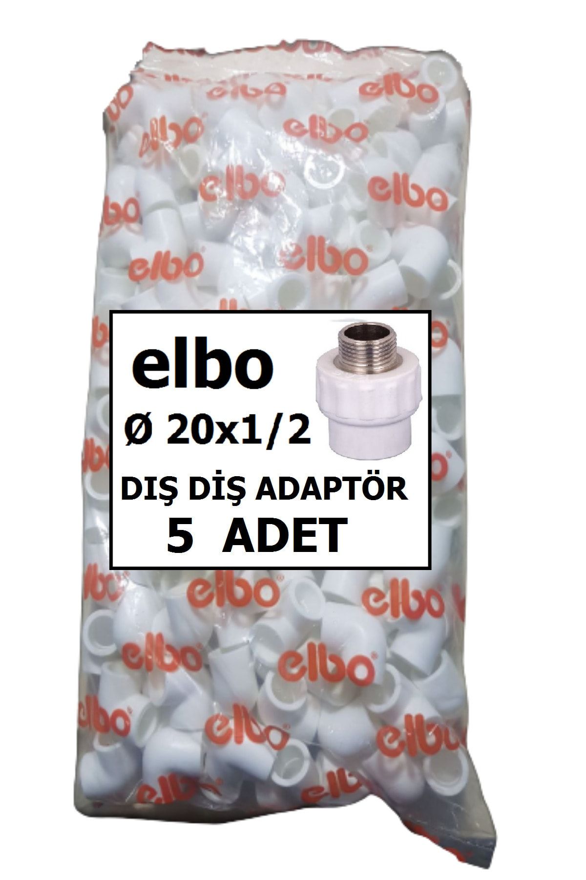 Elbo 1 Paket 20x1/2'' Dış Diş Adaptör 5 Adet