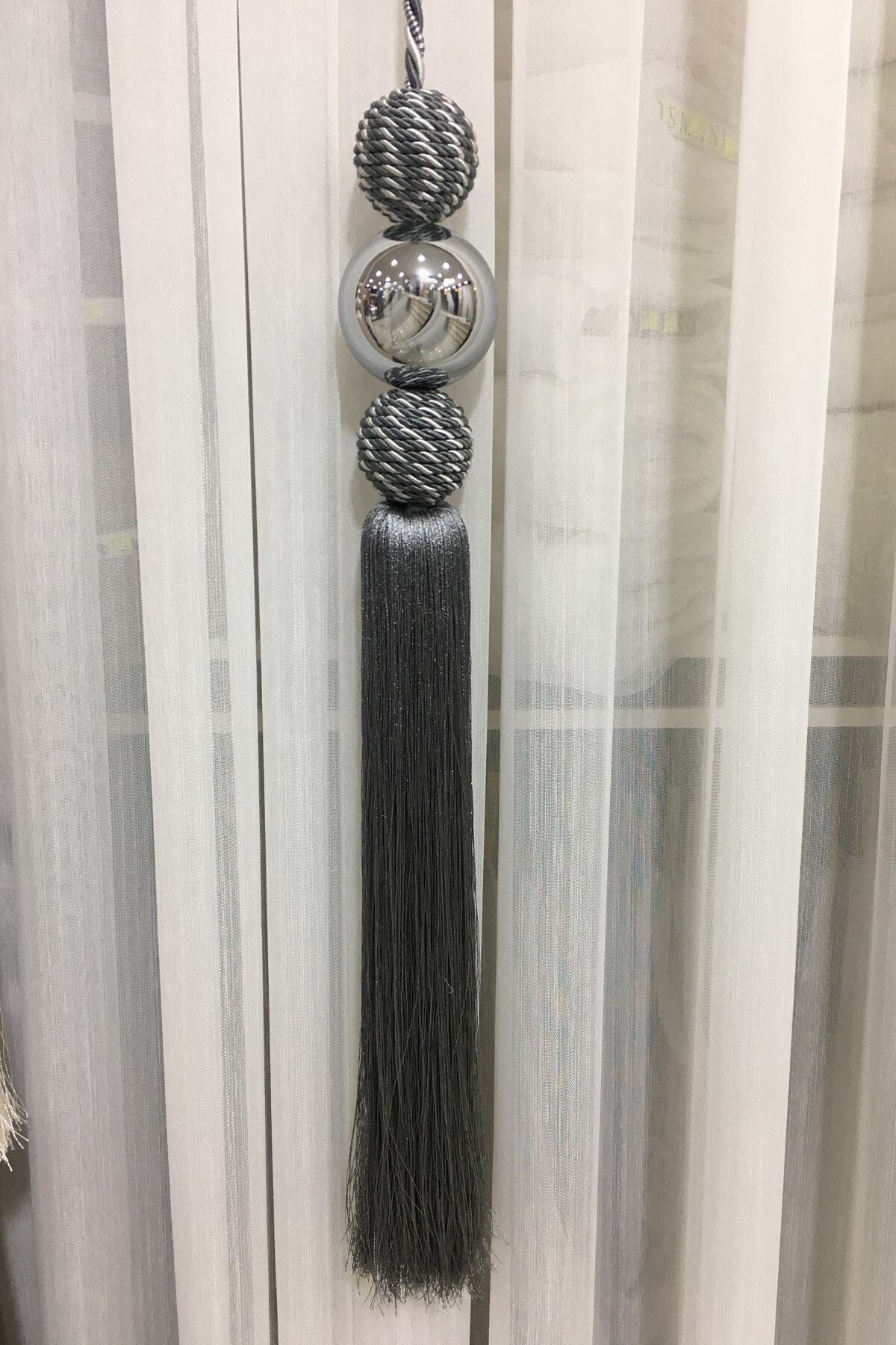 Osmanbey Perde Premium Detaylı Metal Dekoratif Perde Sarkıtı Orta Sarkıt Gri