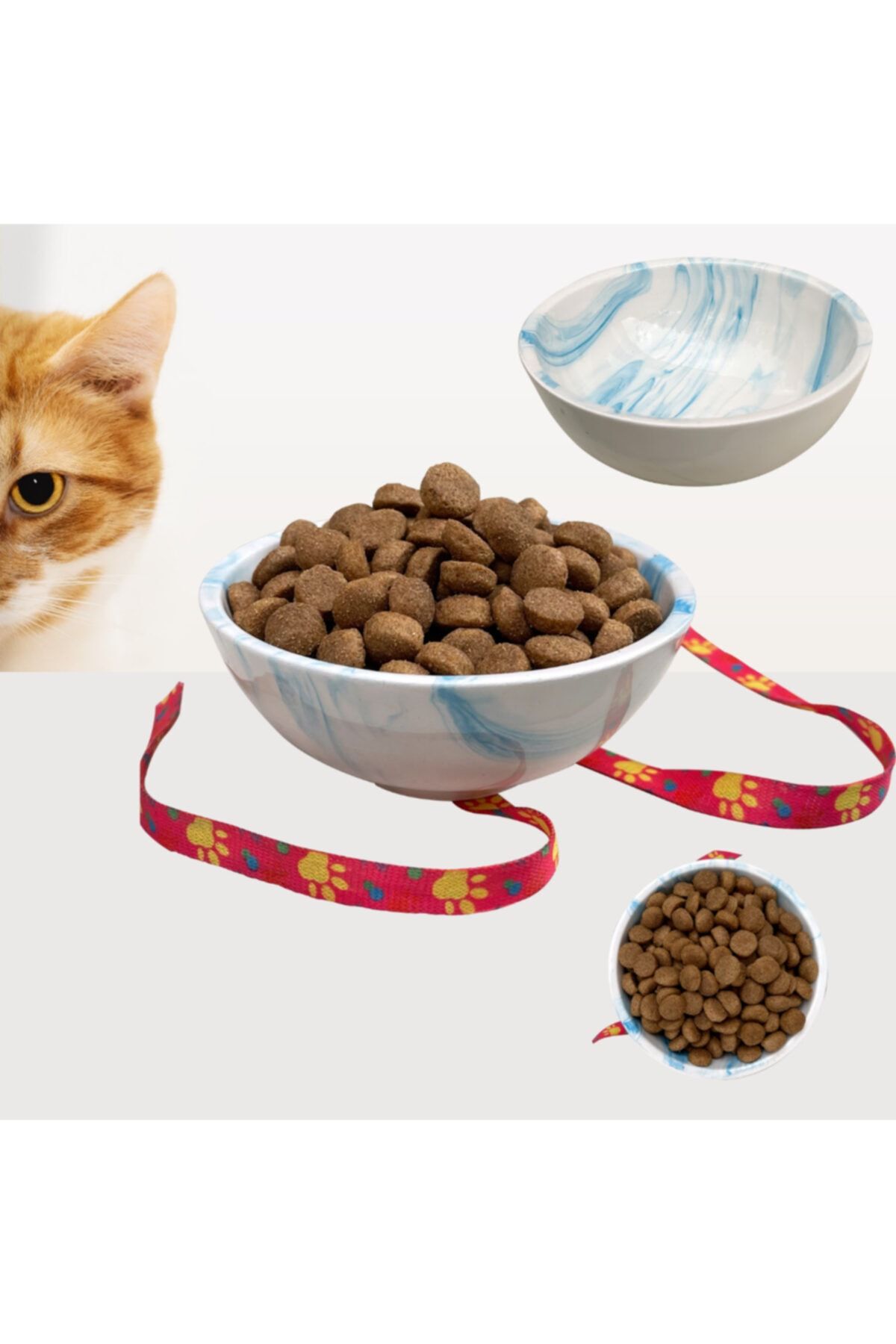 BUSHOP Seramik Kase 12 Cm Kedi - Köpek Mama Kabı - Model: Okyanus