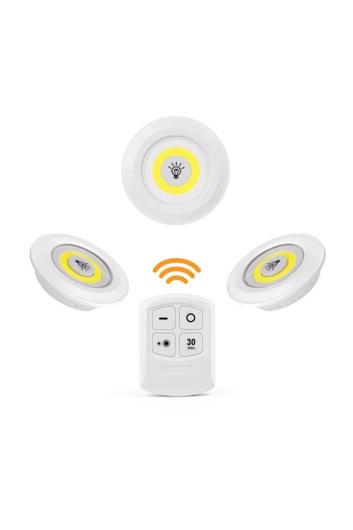 KaktüsKedi 3 Adet Kumandalı Yapışkanlı Led Spot Lamba