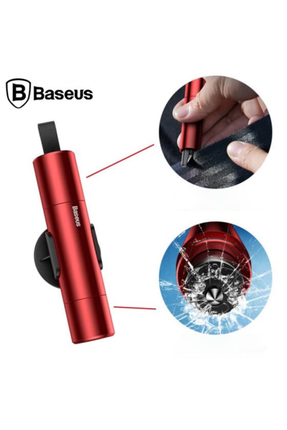 Baseus Sharp Tool Safety Hammer(araç Pencere Camı Ve Emniyet Kemeri Kesici-kırmızı