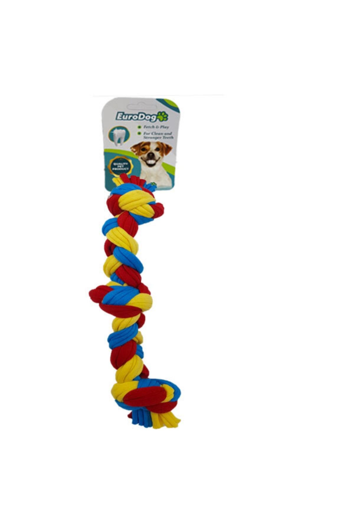 HİLALSHOP Eurodog Köpek Diş Kaş.ipi 3 Düğ 25cm (sar-kır-mav)