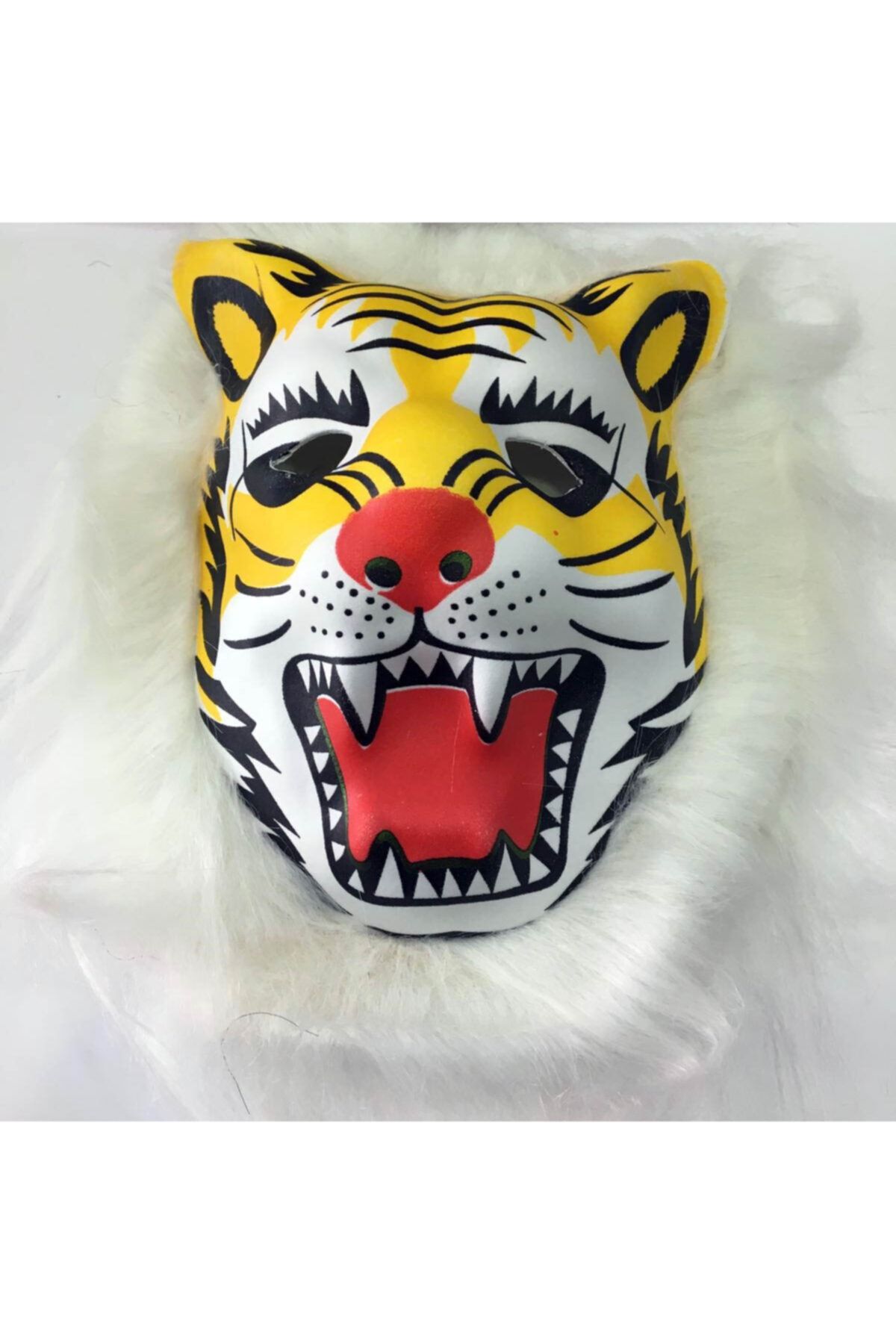HİLALSHOP Kurt Maskesi Beyaz Peluş Saçlı
