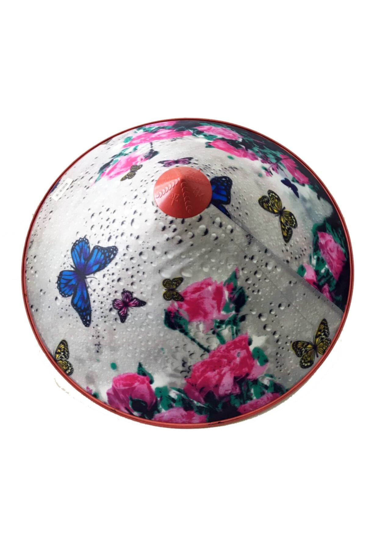 HİLALSHOP Kelebek Damlalı Saten Kaplama Gümüş Vietnam Şapkası
