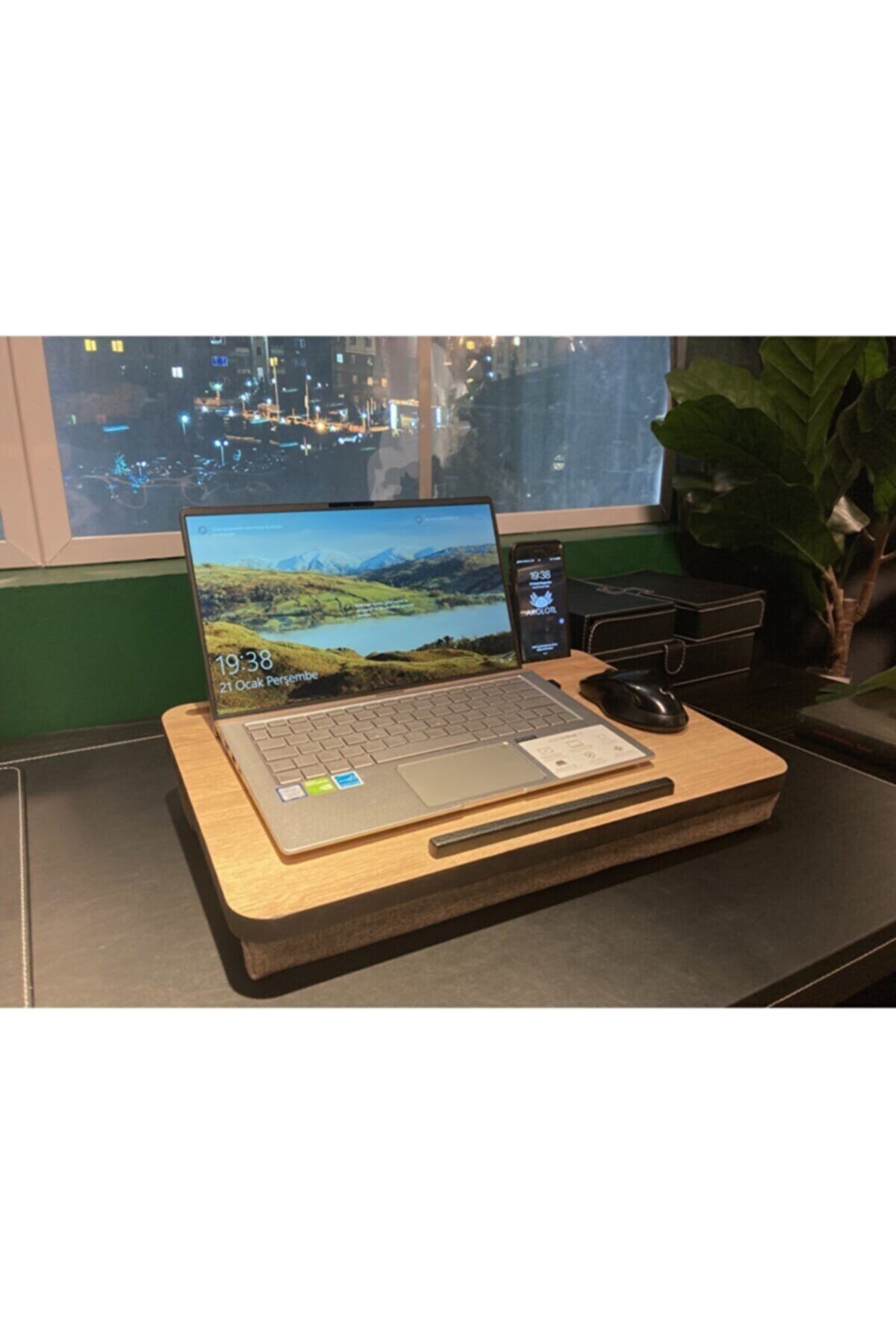 KEİS HOME Telefon Ve Tablet Bölmeli Minderli Laptop Sehpası Notebook Bilgisayar Çalışma Masası