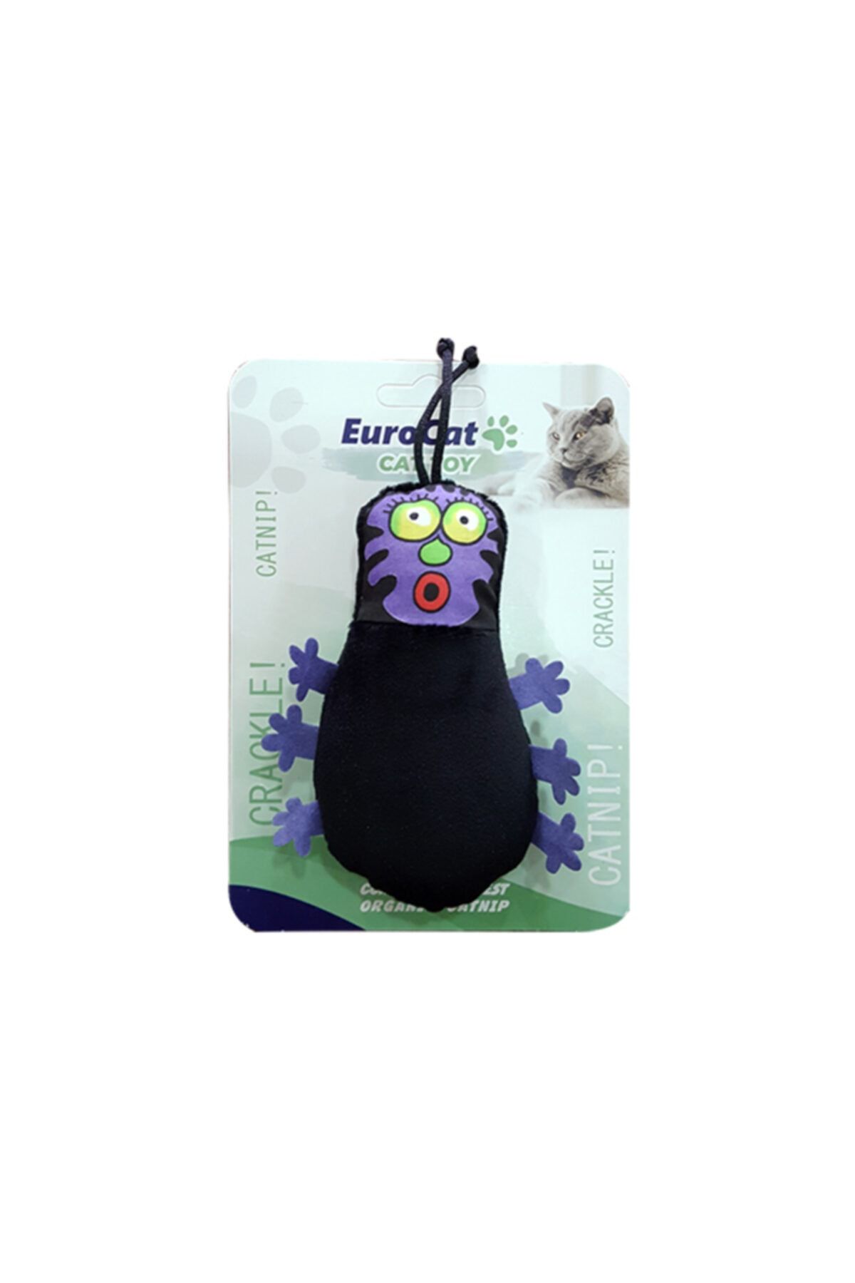 HİLALSHOP Eurocat Kedi Oyuncağı Siyah Tırtıl 11 Cm