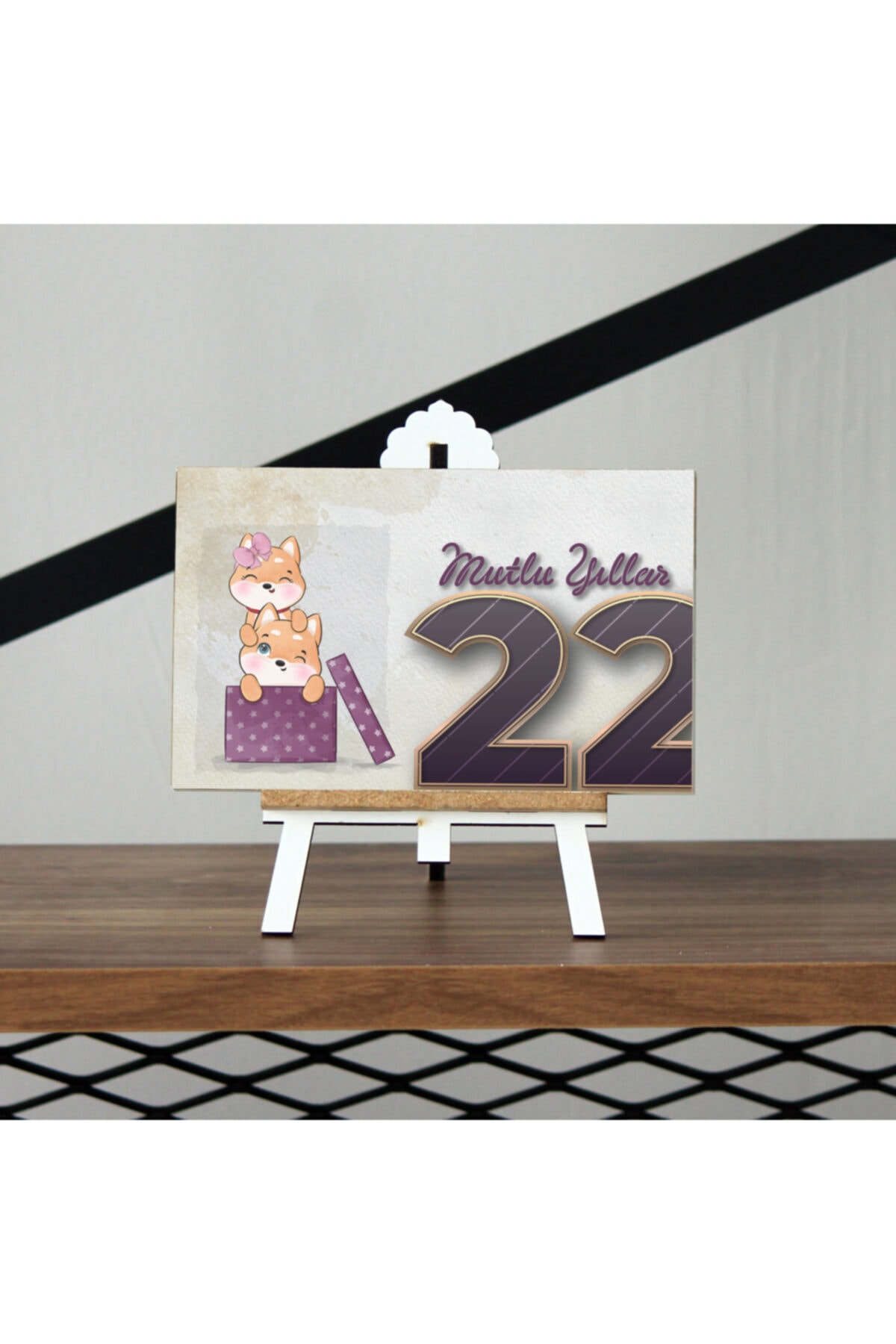 Selim Gift Ahşap Şövale Sevimli Köpekler 2022 Masaüstü Takvimi, 13 Yapraklı, Yatay, 15x9,5 Cm