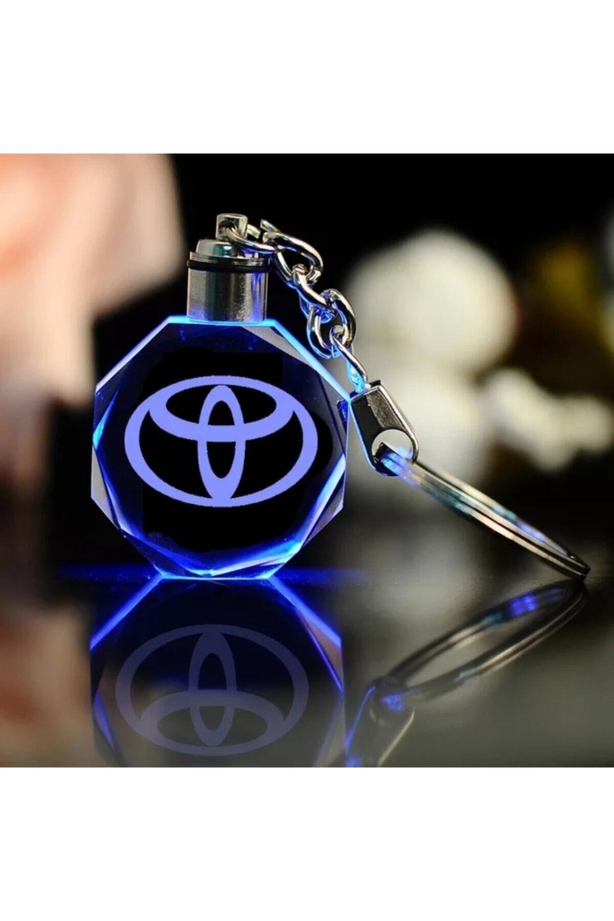 Led Anahtarlık Toyota Logolu Led Işıklı 3d Araba Anahtarlık Yedek Pil Hediye