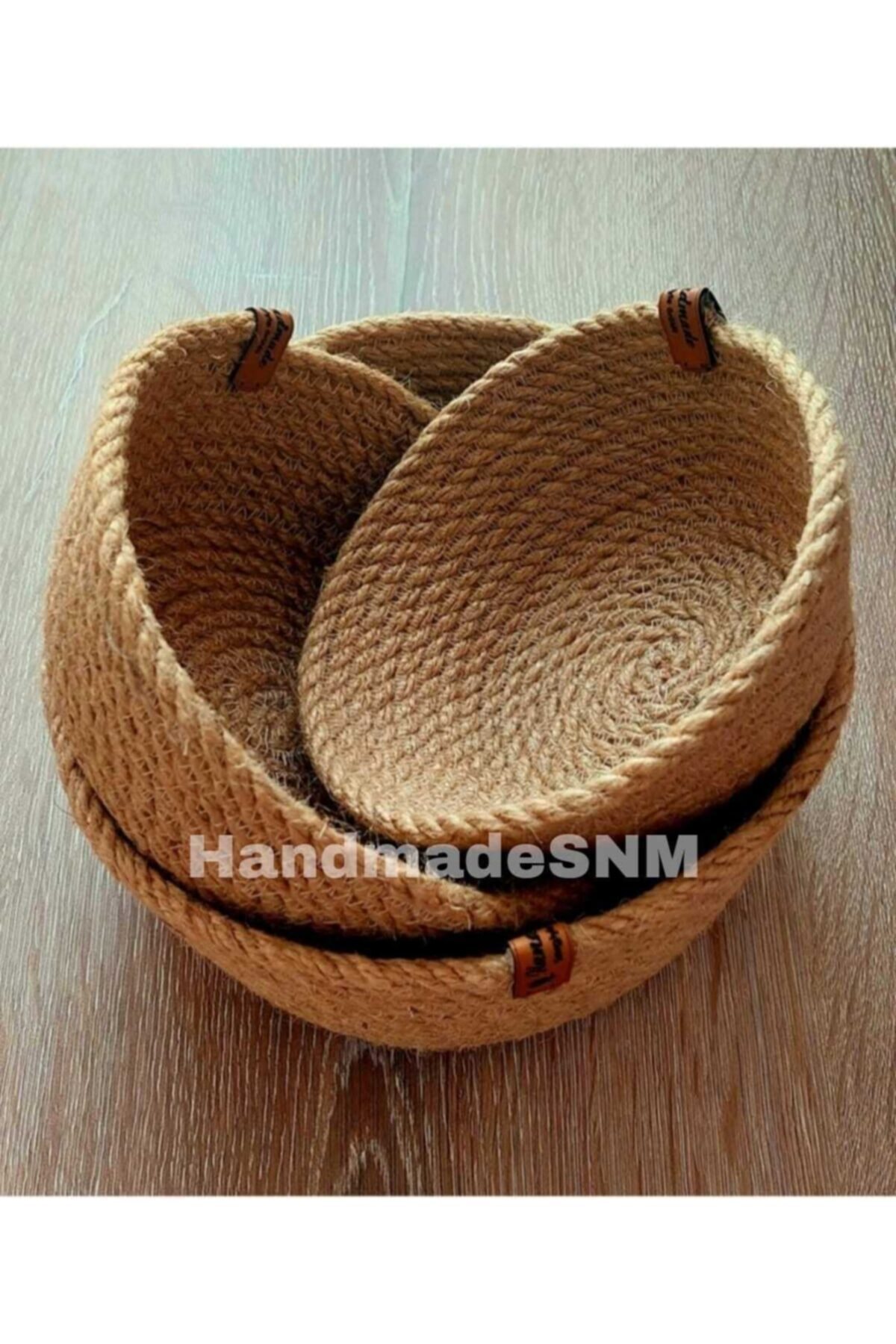 HandmadeSNM Hasır Sepet Takımı Jüt Sepet