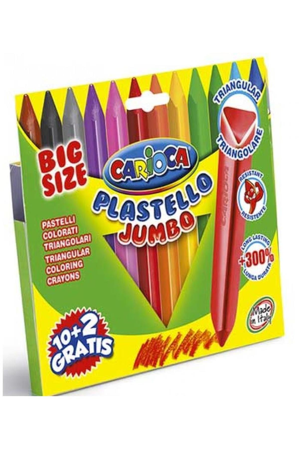 CARIOCA 12 Renk Elleri Kirletmeyen Jumbo Üçgen Pastel Boya Kalemi 42671