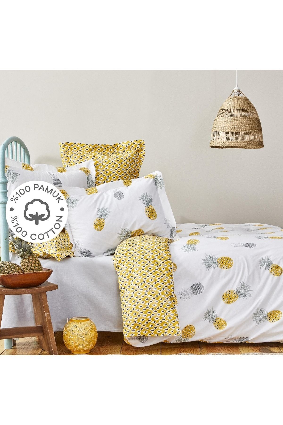 Sarah Anderson Fun Pineapple %100 Pamuk Tek Kişilik Nevresim Takımı