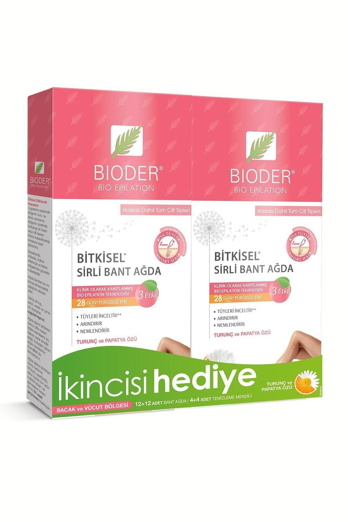 Bioder Bacak & Vücut Bölgesi Tüy Azaltıcı Bitkisel Sirli Bant Ağda 12'li X 2 Adet
