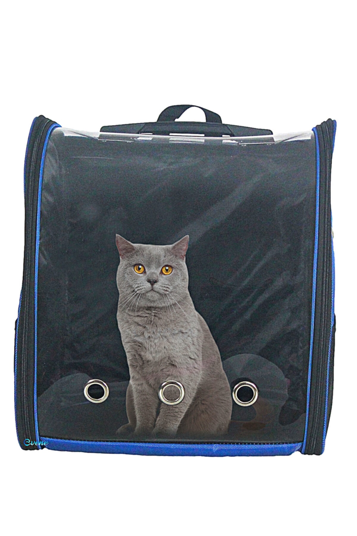 Evene Mavi Kedi Taşıma Çantası