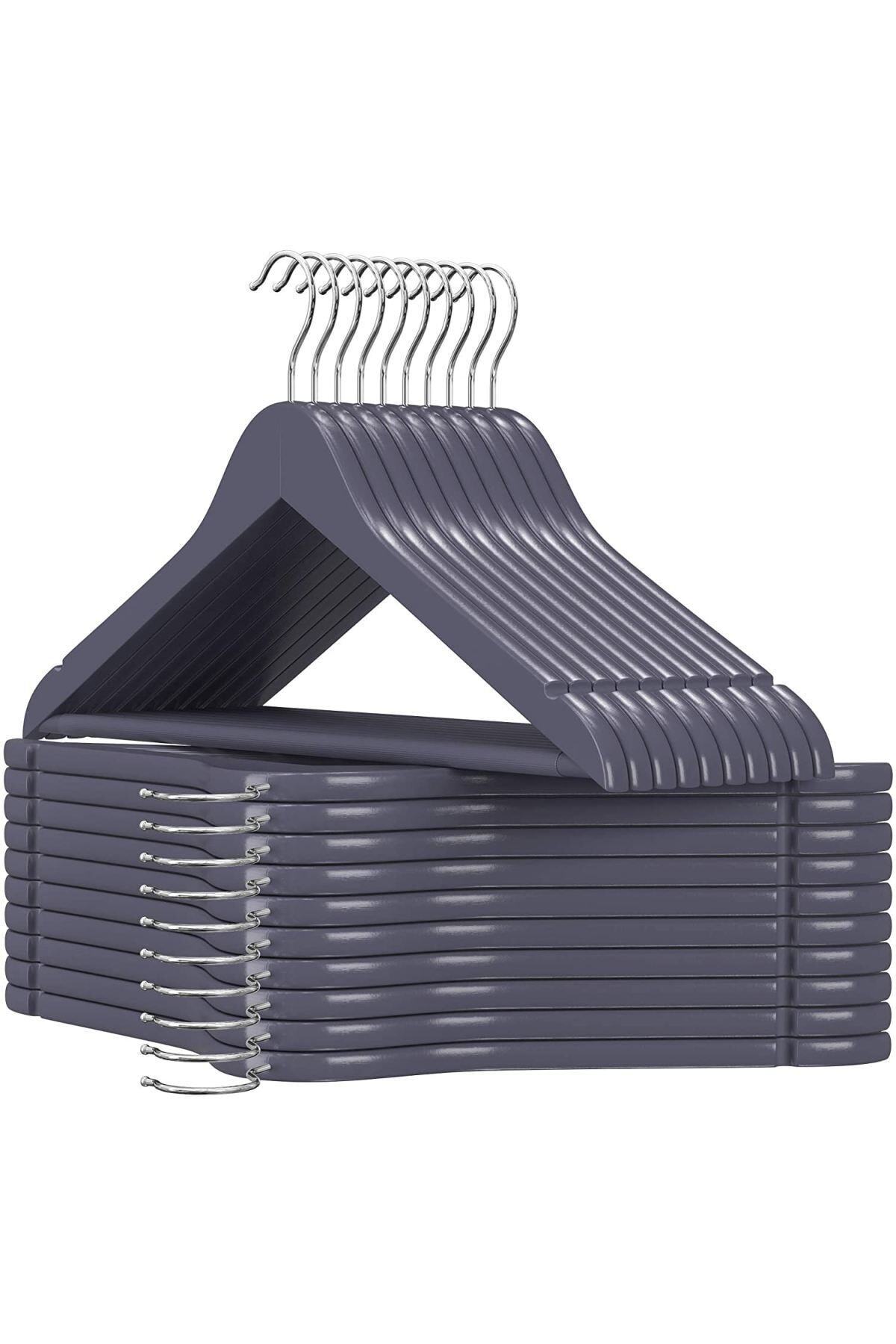 Onouqo Ahşap Askılık Gri Kıyafet,elbise Askılığı Gömlek Askısı Pantolon Askısı 20 Adet 1.sınıf Kalite