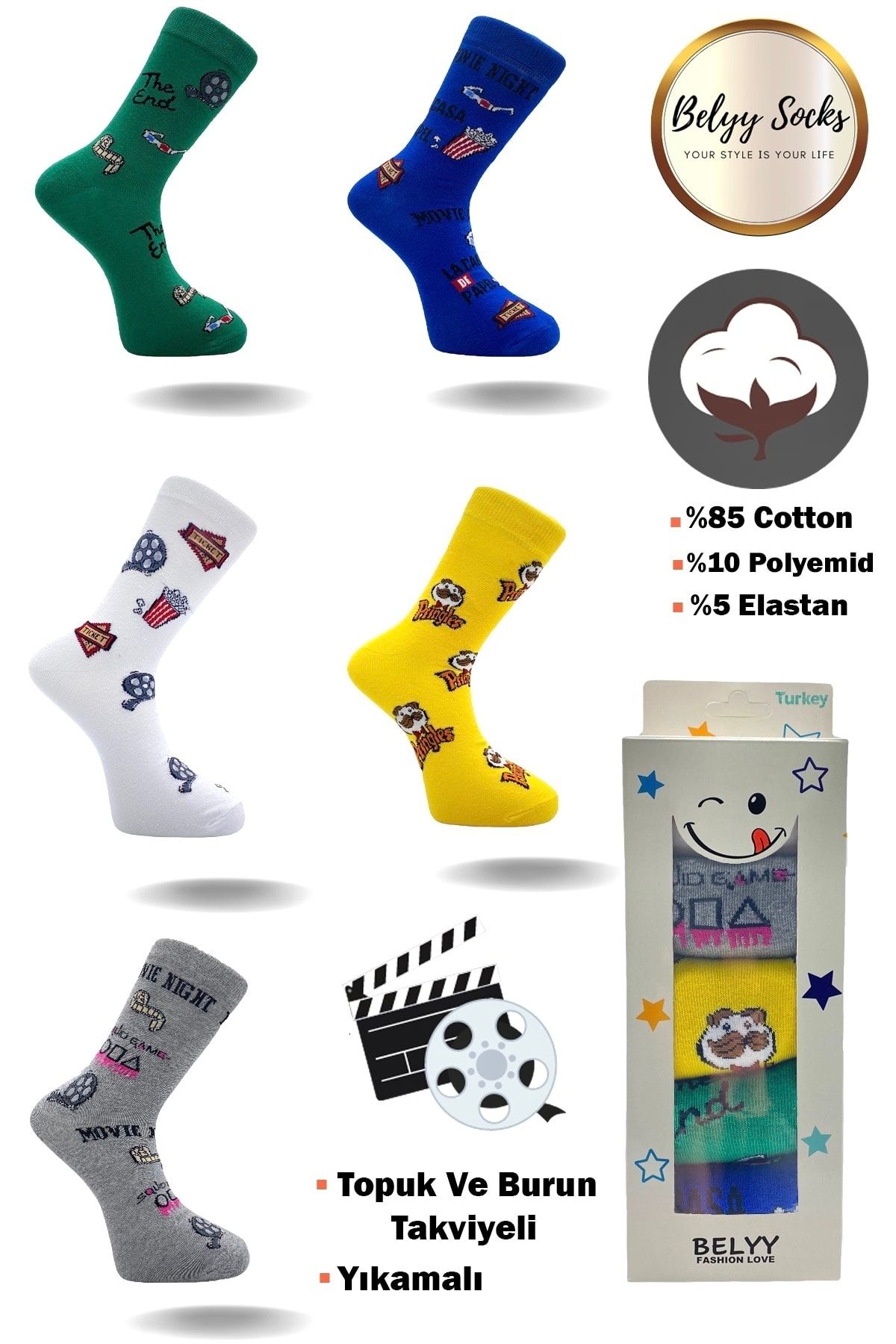 Belyy Socks 5'li Film Gecesi Çorapları
