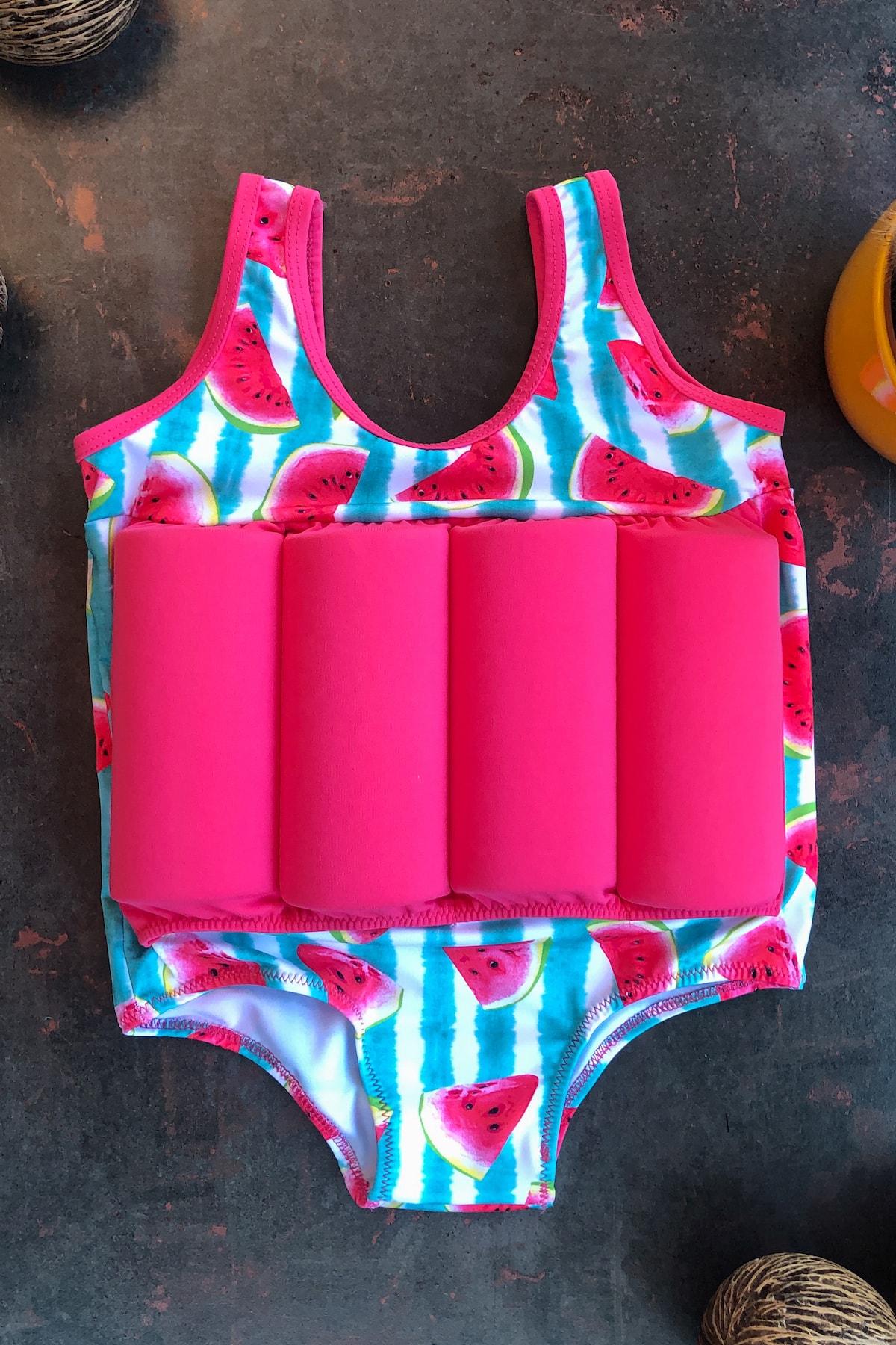 Baby Swim Up Kız Çocuk Karpuz Desenli Pembe Destekli Çocuk Mayosu