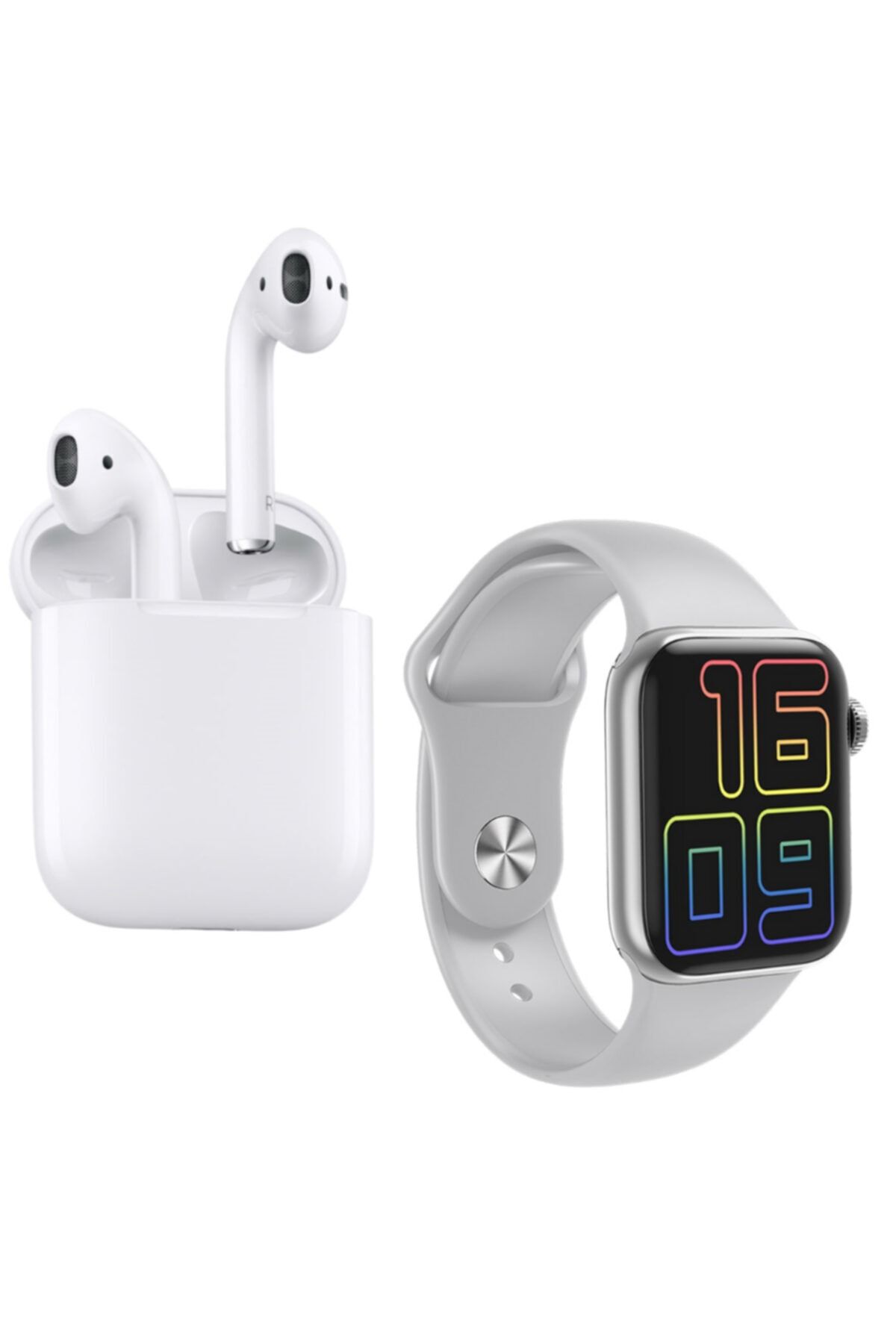 MADEPAZAR Airpods Seri 2 Anc Uyumlu  Bluetooth Kablosuz Kulaklık Hw12 Full Ekran Smartwatch Gri Akıllı Saat