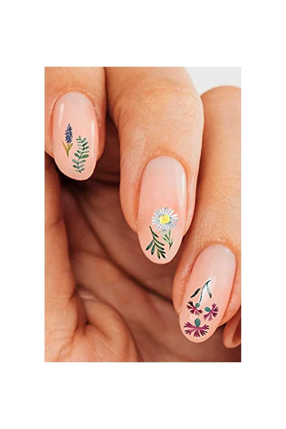 BRCTOPTAN Çiçekler Tırnak Dövmesi Tırnak Tattoo Nail Art Tırnak Sticker