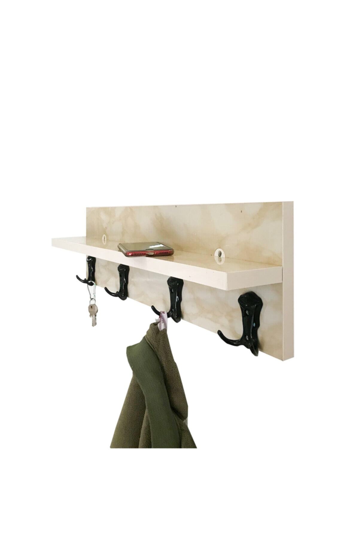 Neef Living Portmanto Duvar Askılığı Elbise Askılığı Krem Mermer Desen 80 cm