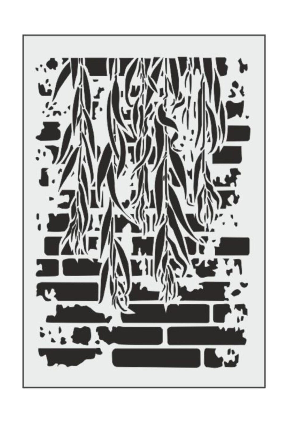 Hobim Sanatım Stencil Şablon Tuğla Dal Yaprak Deseni 25×35 Cm