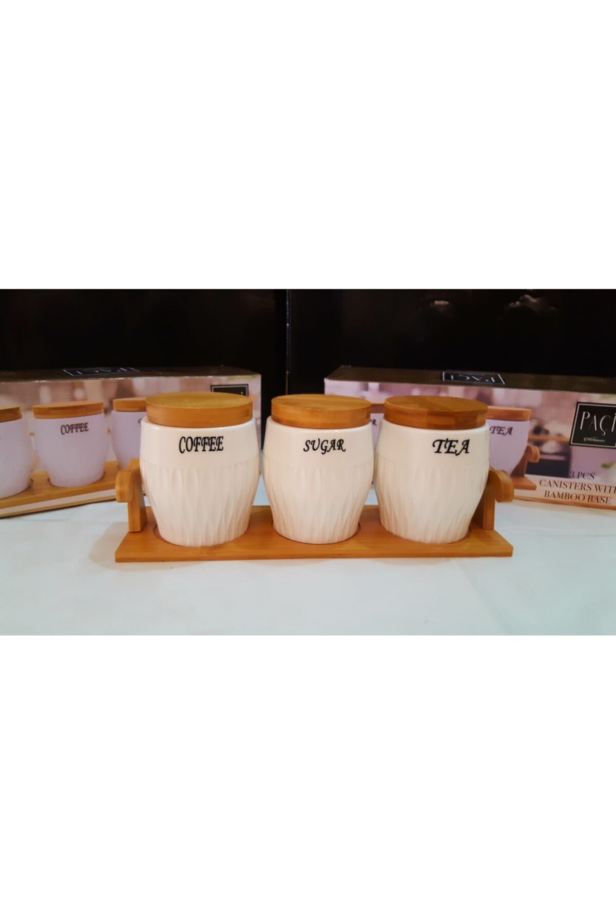 Paçi 3 Lü Baharatlık Standlı Porselen Bambu