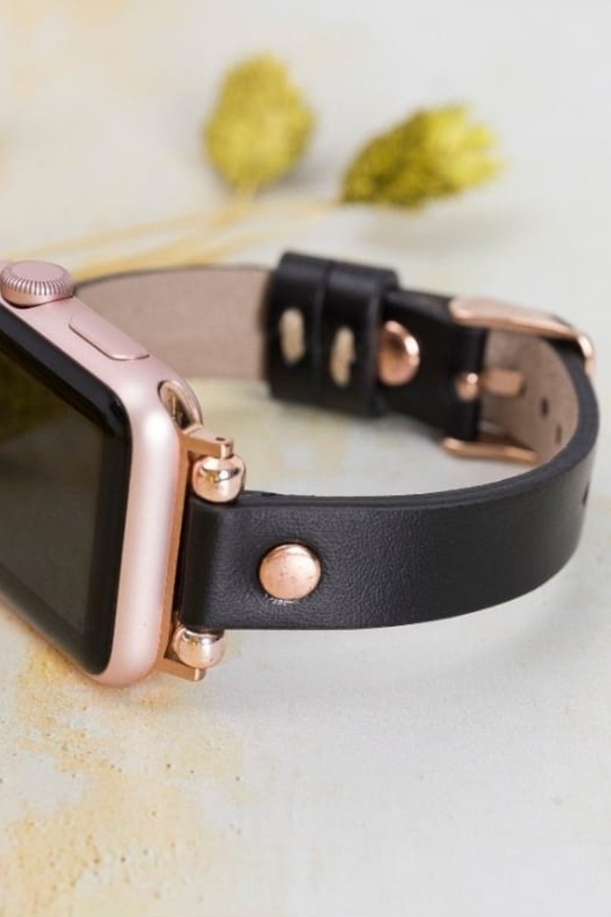 vagave Apple Watch Uyumlu Kadın Deri Kordon Siyah Slim 42 44 45 mm
