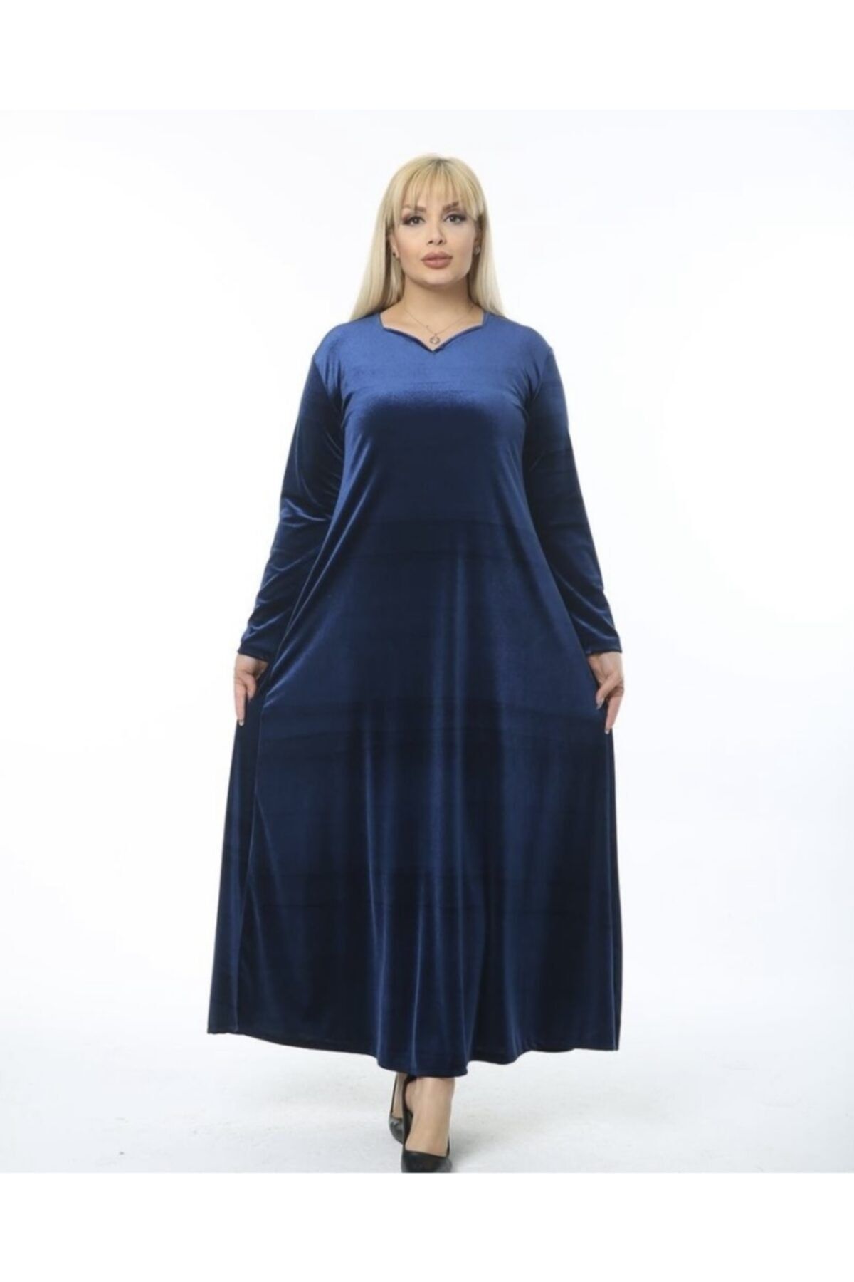 Arze Fashion A Kesim Inci Kadife Elbise