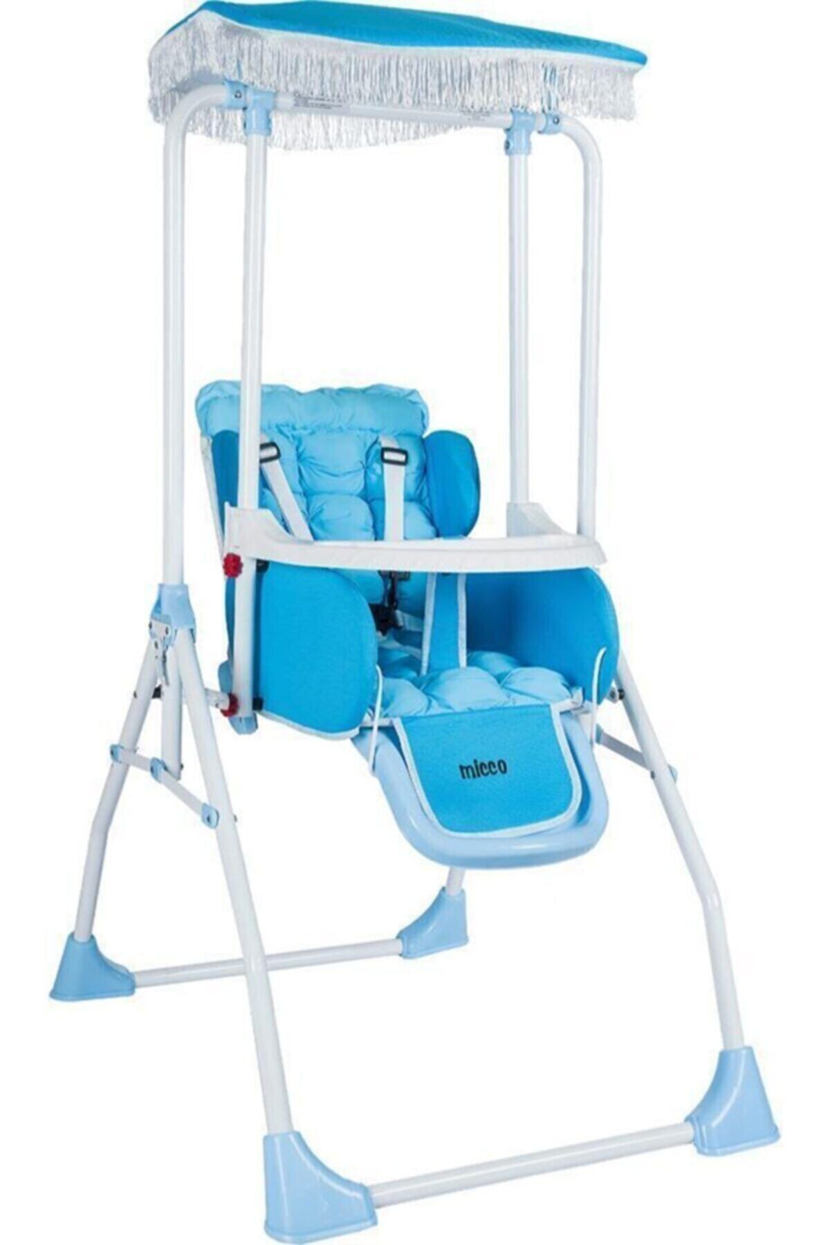 micco bebe Minikcity Mavi Yatabilen Mama Tablalı Salıncak Tentesi Püskülsüzdür.
