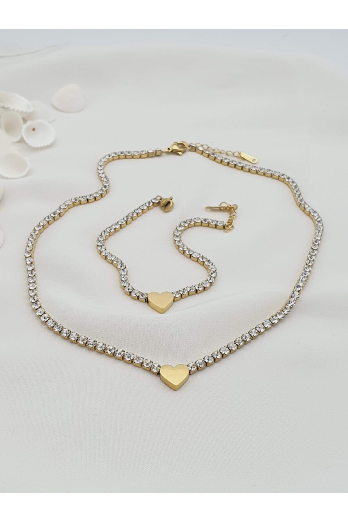 Bluw Jewelry Çelik Zirkon Taşlı Kolye Bileklik Set S1