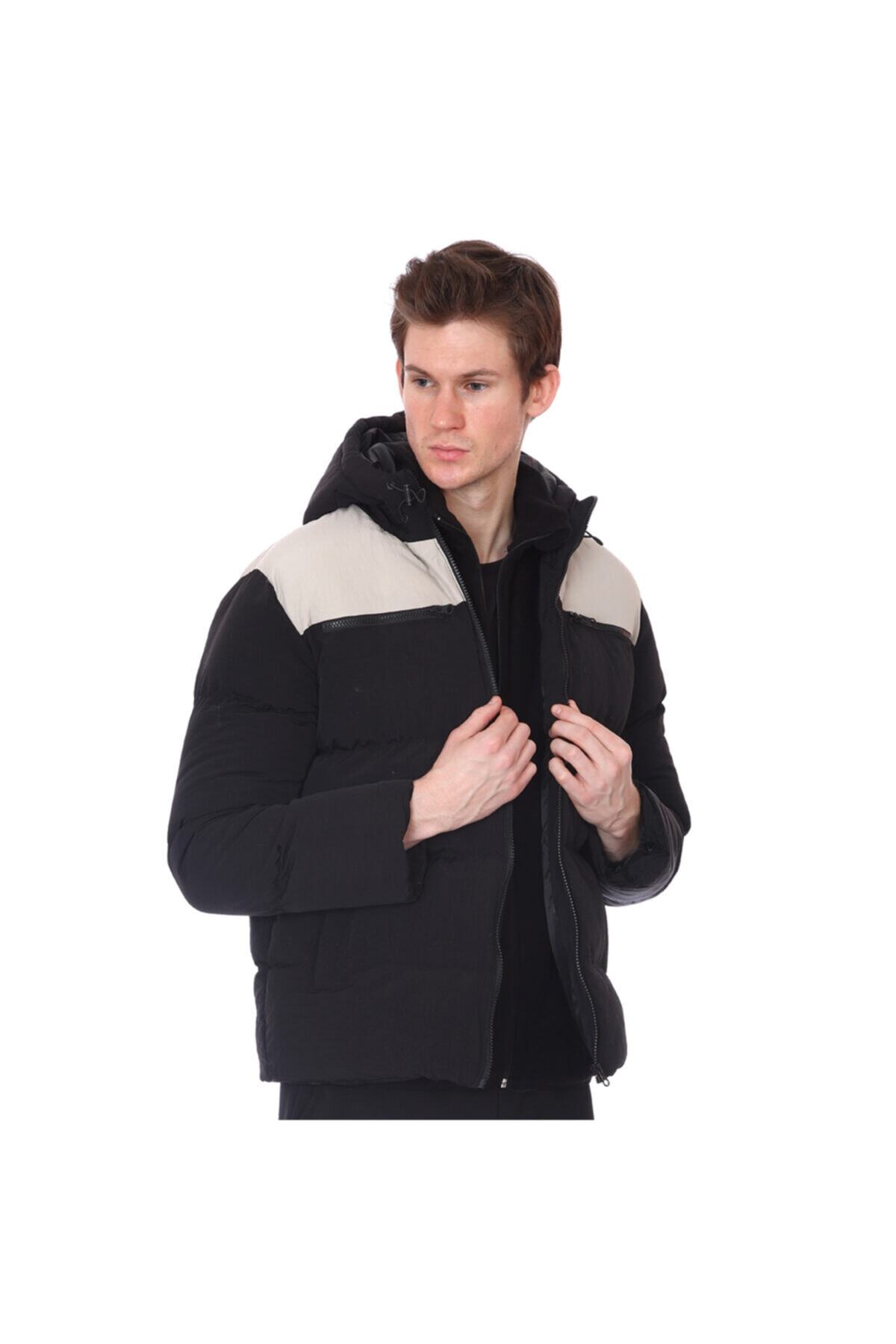 Sportive Puffer Erkek Siyah Günlük Stil Mont 21ketl21c01-syh
