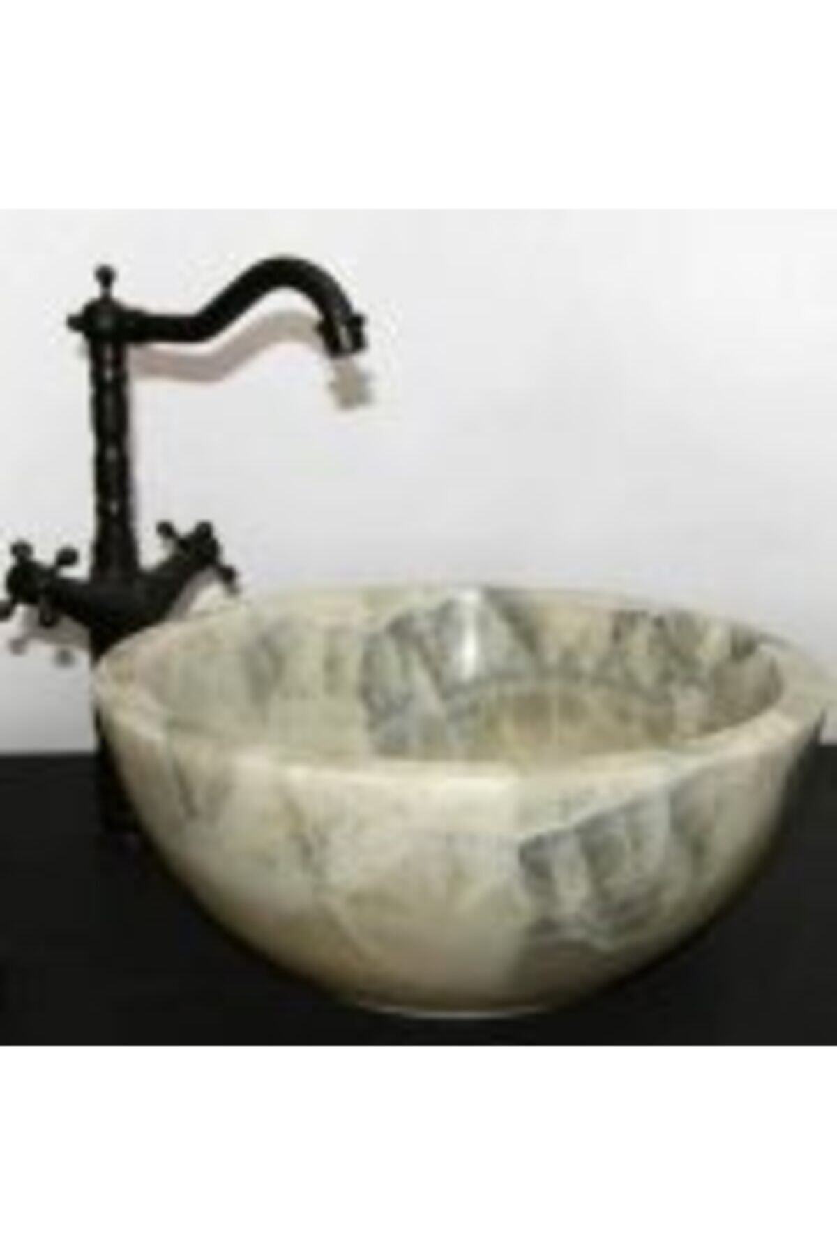 entrend11 Onyx Cam Mermer Çanak Lavabo