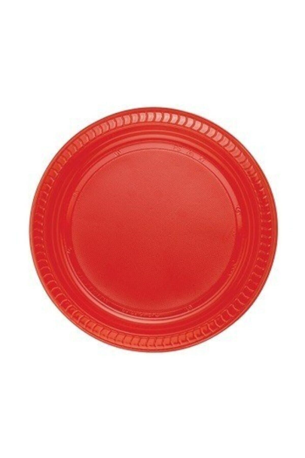 emyt23 Kırmızı Renkli Plastik Tabak 22 Cm 25li