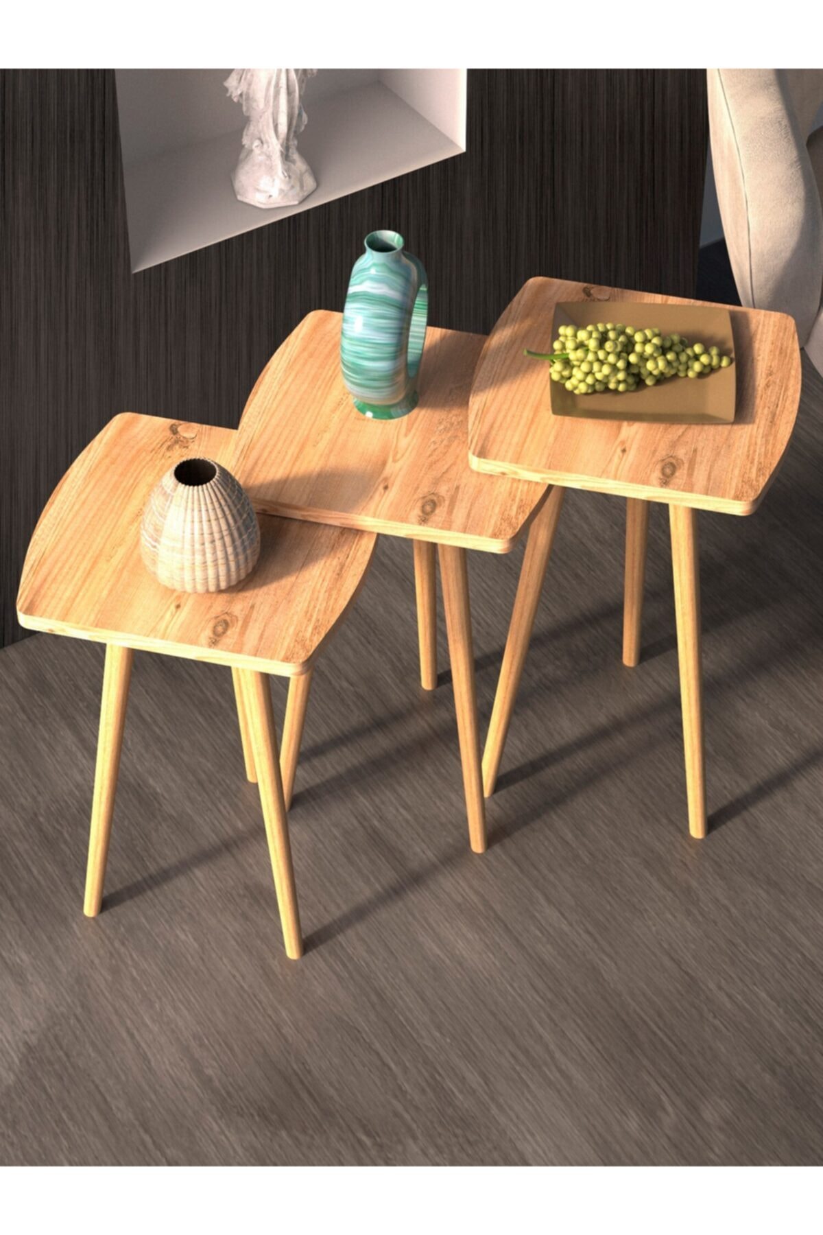 Y&E ALBERO Albero Mobilya - Trend 3'lü Zigon Sehpa