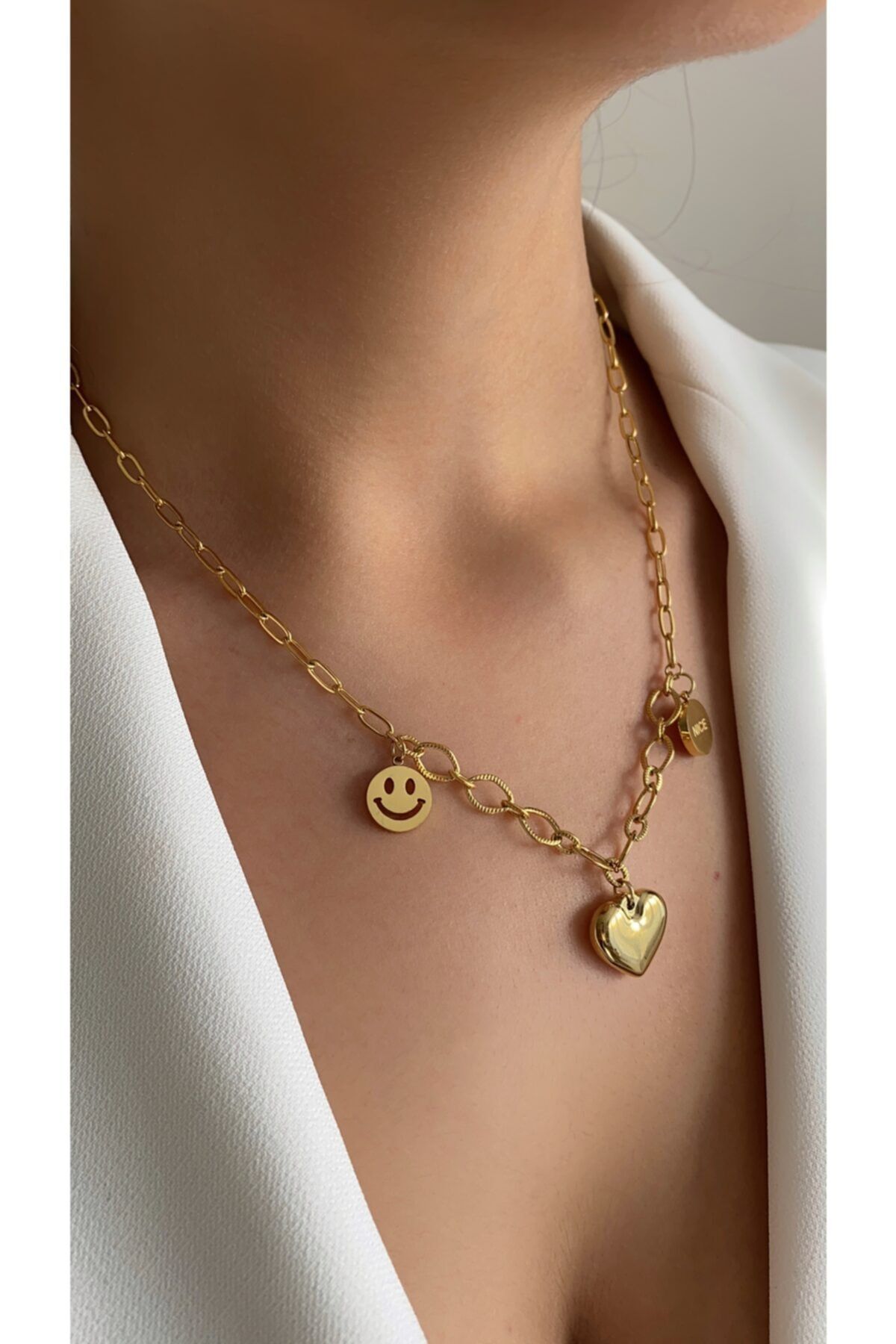 l Atelier Gold Plated Steel Necklace with a Heart that does not