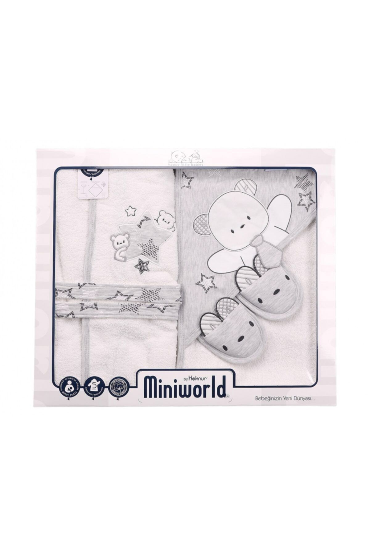 Miniworld Erkek 70% Pamuk Baby Star 4p Bornoz Seti