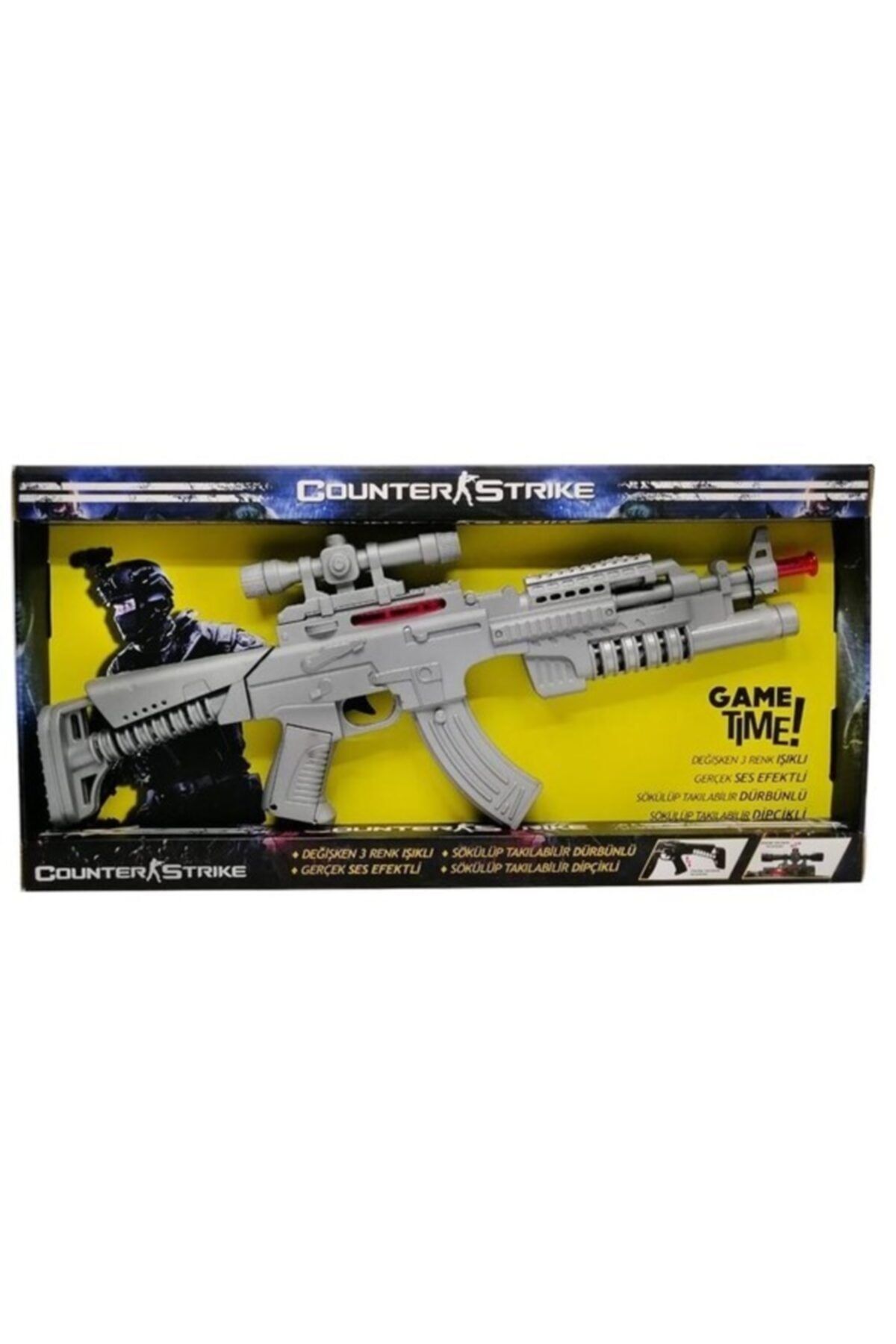 ataşen Counter Strike Sesli Işıklı Tüfek Silah Aksesuarlı Sök Tak Komando Tüfeği Oyuncak