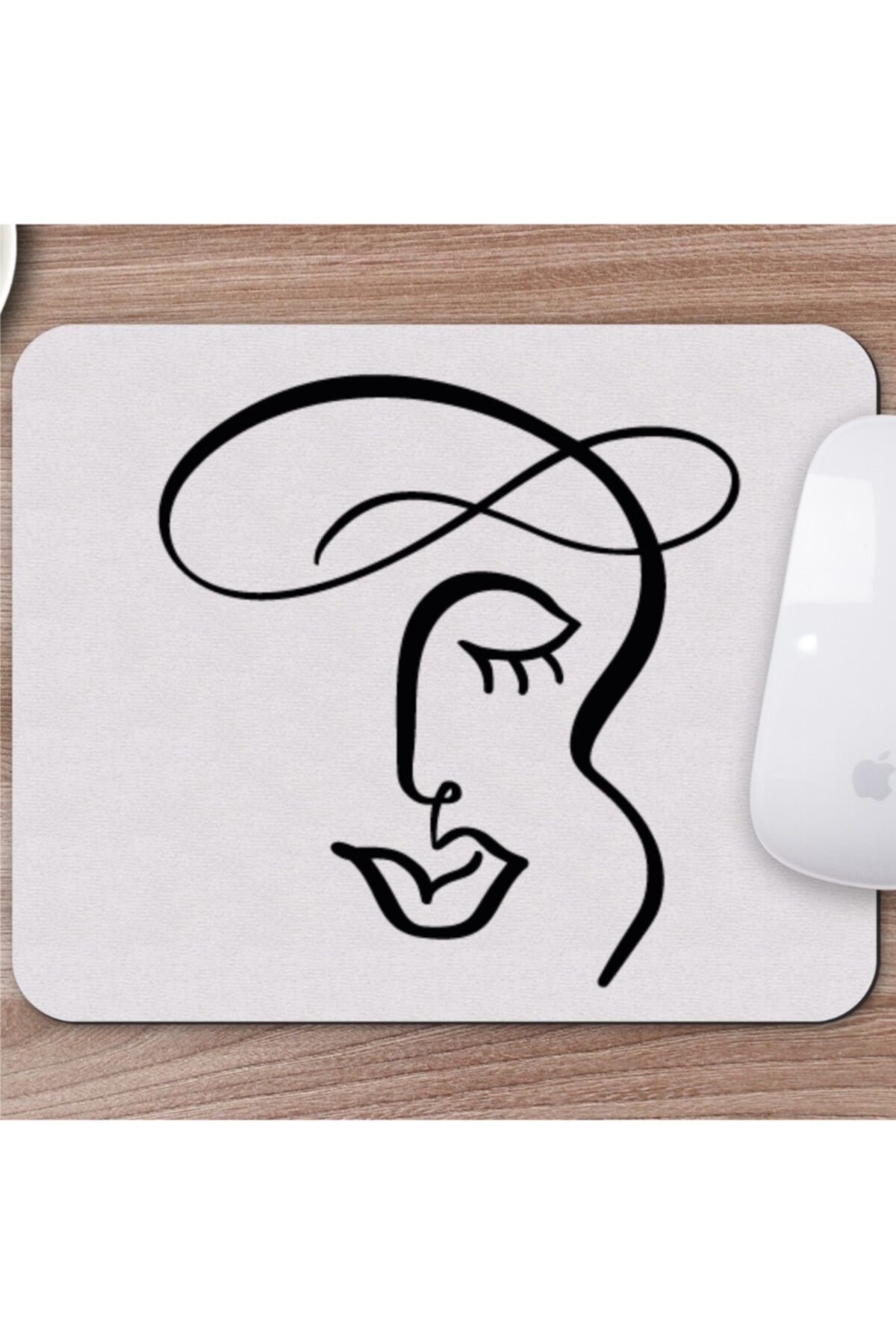 eHediyecim Karakalem Çizimi Soyut Yüz Tasarımlı Mousepad -8
