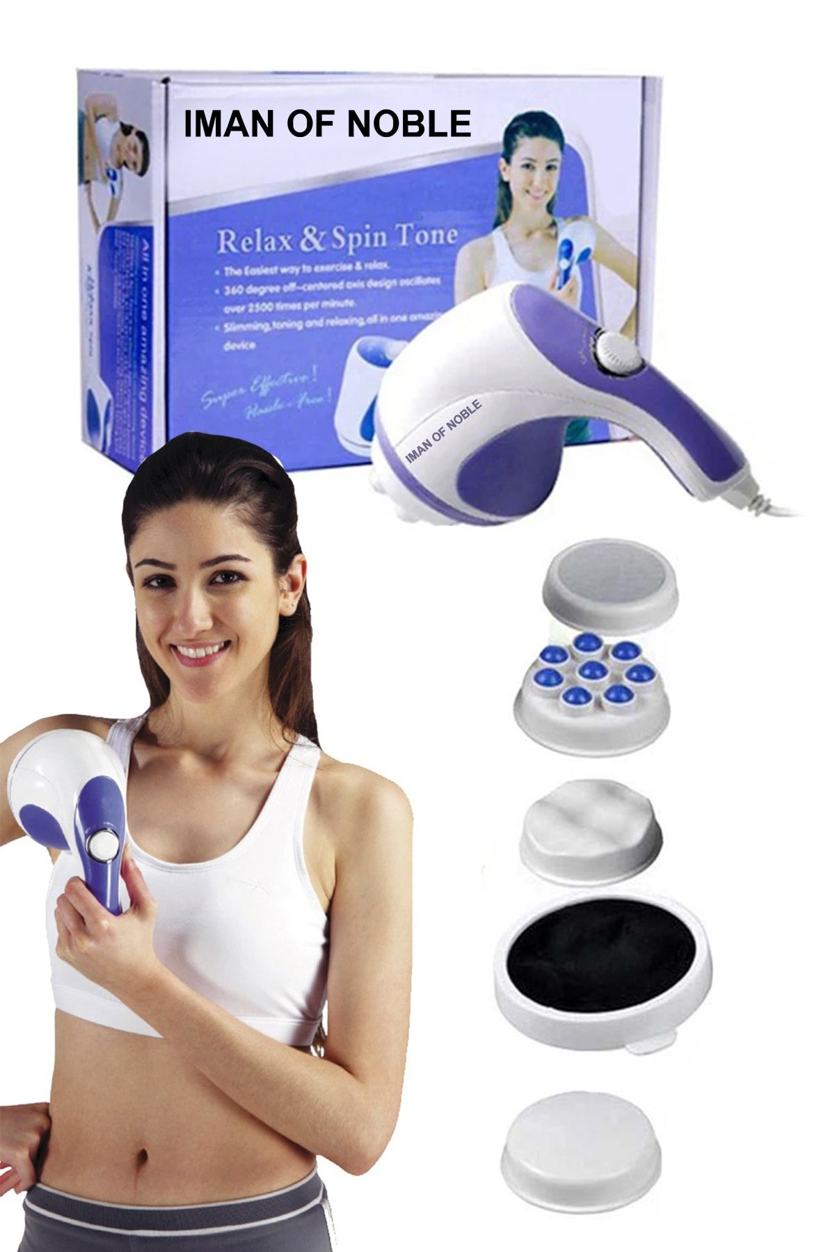IMAN OF NOBLE Relax & Spin Tone Selülit Giderici Masaj Aleti 4 Başlıklı