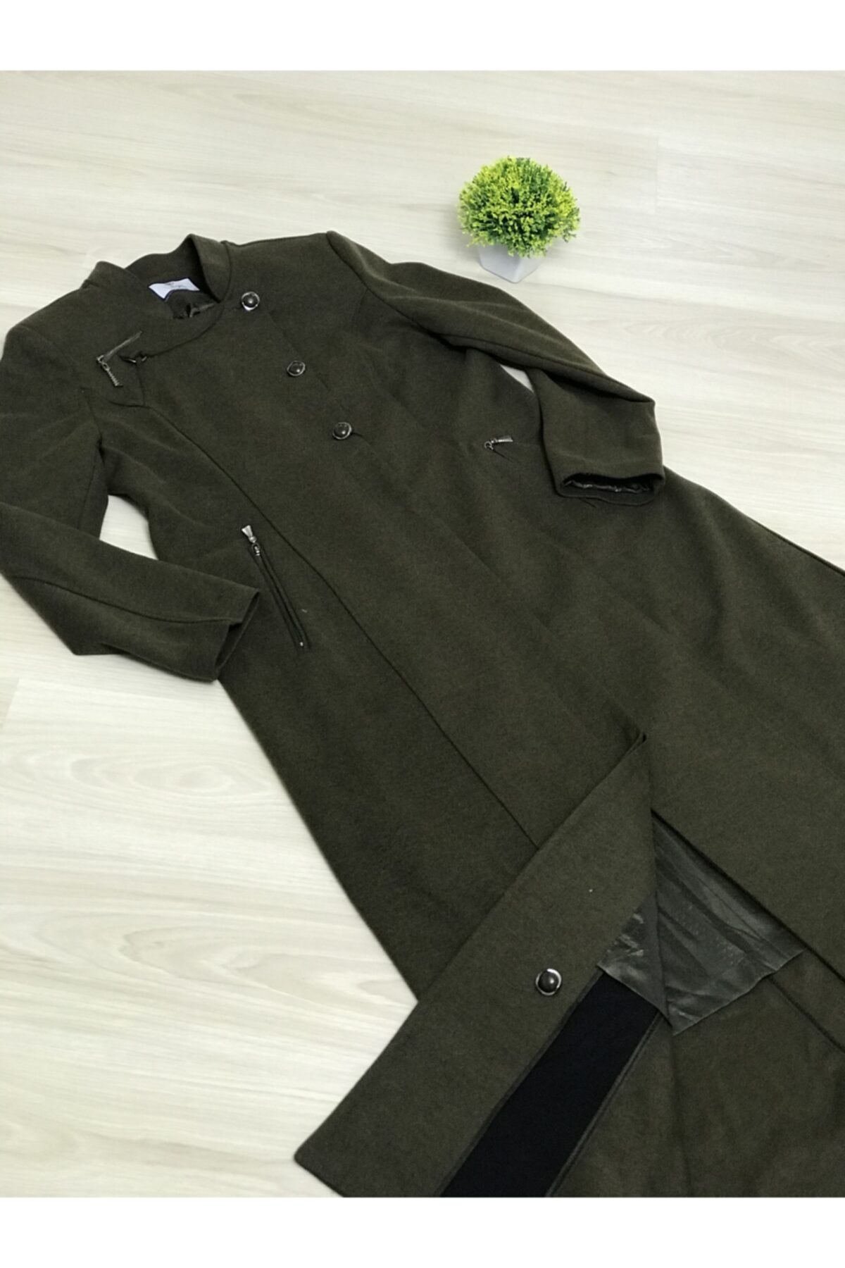 GÜLESLEM Ince Yün Dokuma Tam Boy Kase Pardesü