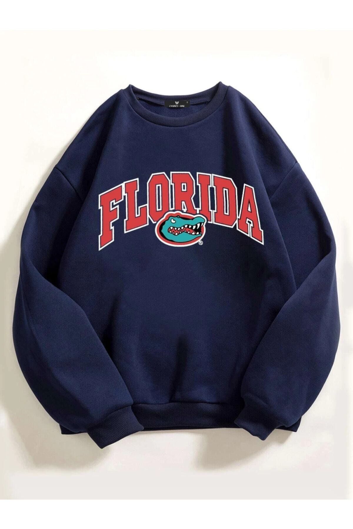 K&H TWENTYONE Kadın Lacivert Oversize Timsah Baskılı Sweatshirt
